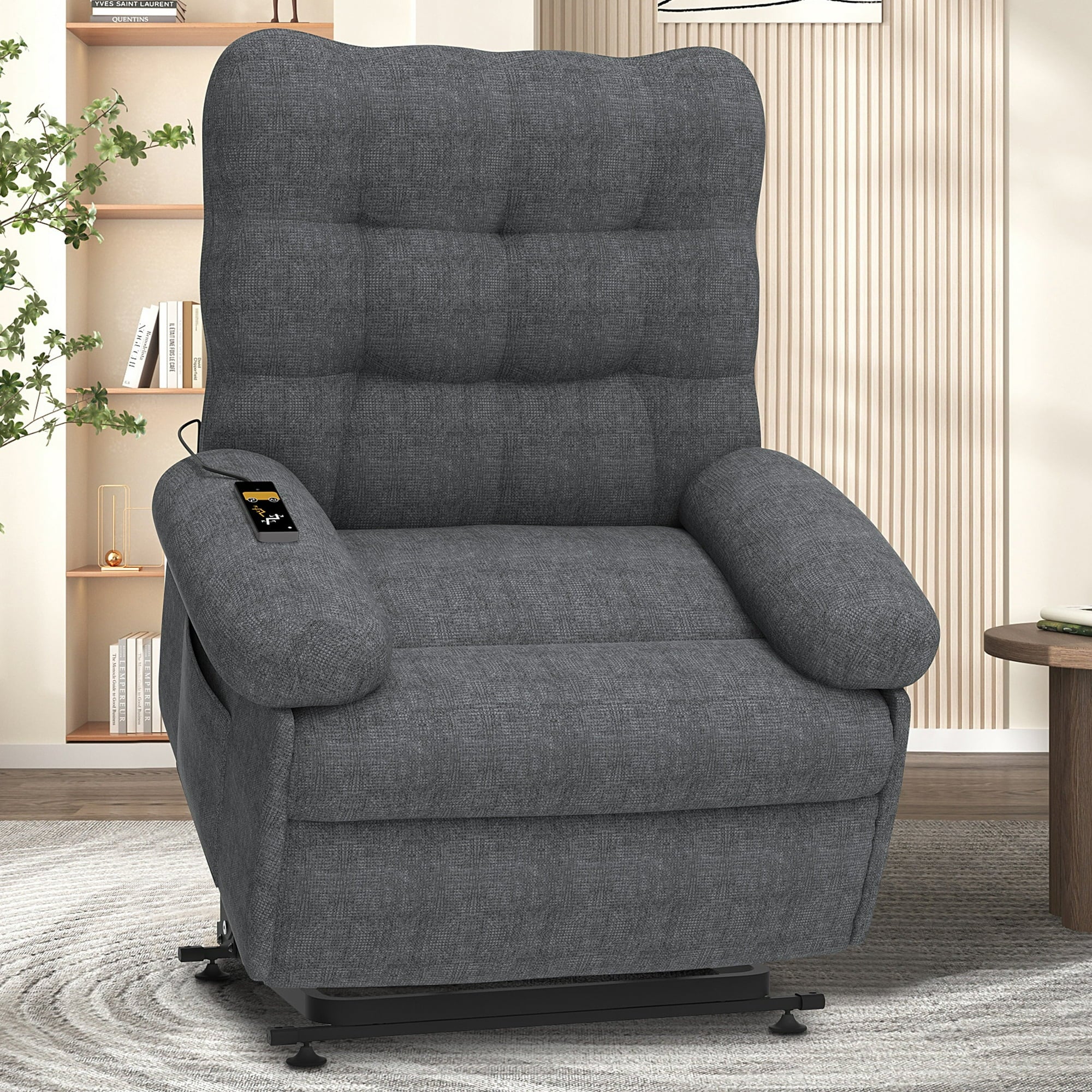 Power Lift Recliner Chair, Paproos Recliners with Side Pocket for Elderly and Adults, Single Electric Sofa with Remote Control for Living Room Home Theater, Ergonomic Lounge Recliner Chair, Gray