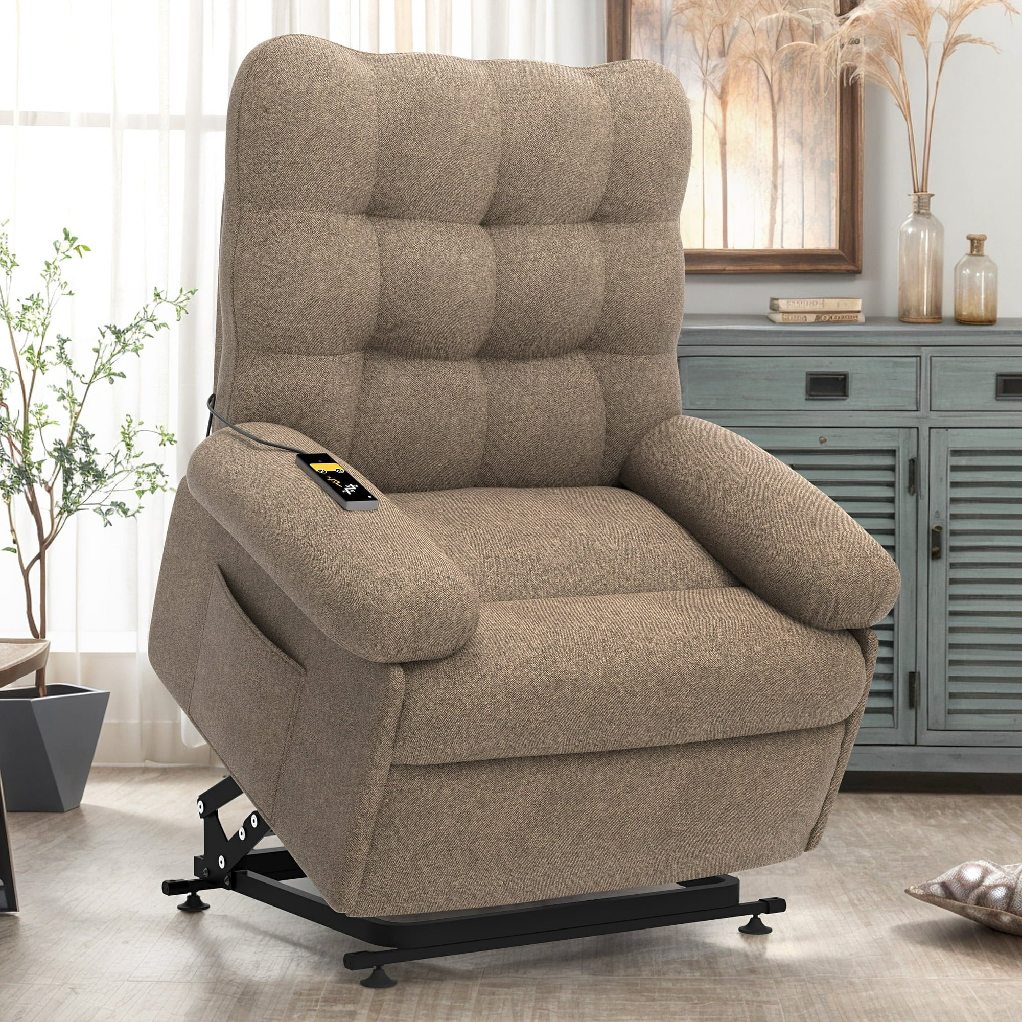 Power Lift Recliner Chair, Paproos Recliners with Side Pocket for Elderly and Adults, Single Electric Sofa with Remote Control for Living Room Home Theater, Ergonomic Lounge Recliner Chair, Gray