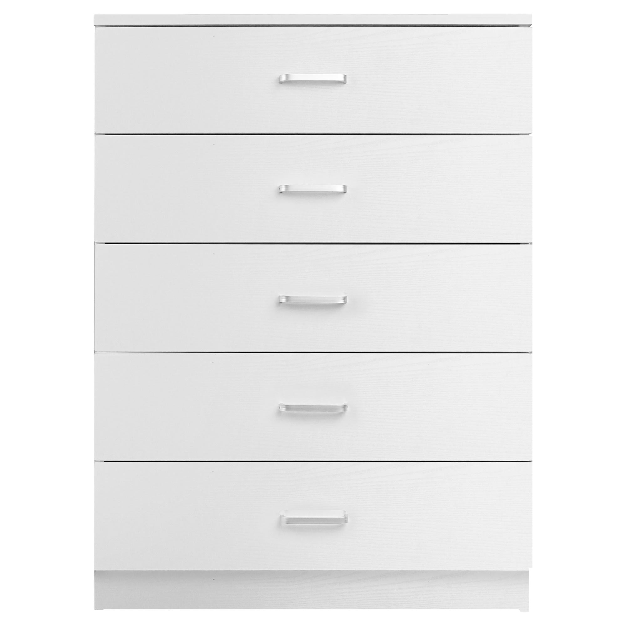 SYNGAR White 5 Drawer Dresser, Chest of Drawers for Bedroom, Modern Storage Cabinet Dresser Organizer Unit with Handle for Living Room, Closet, Hallway, Nursery