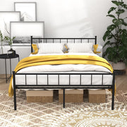 PAPROOS Full Bed Frame with Headboard and Footboard, Metal Platform Bed with Under Bed Storage, No Box Spring Needed, Noise Free, Black