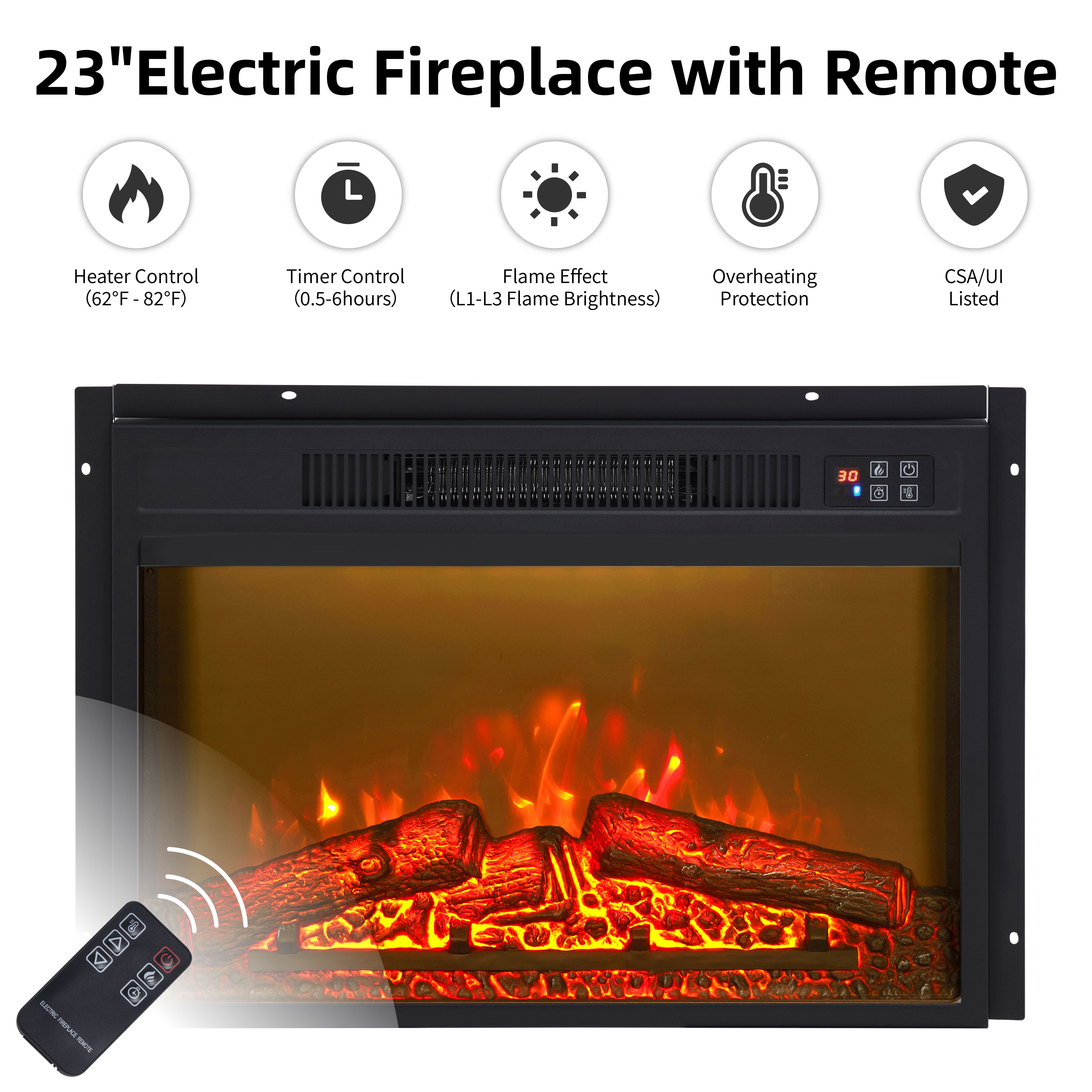 PAPROOS Fireplace TV Stand for TVs up to 65", Farmhouse TV Console with 23" Electric Fireplace, Entertainment Center with Sliding Barn Doors & Storage Cabinets & Adjustable Shelves,