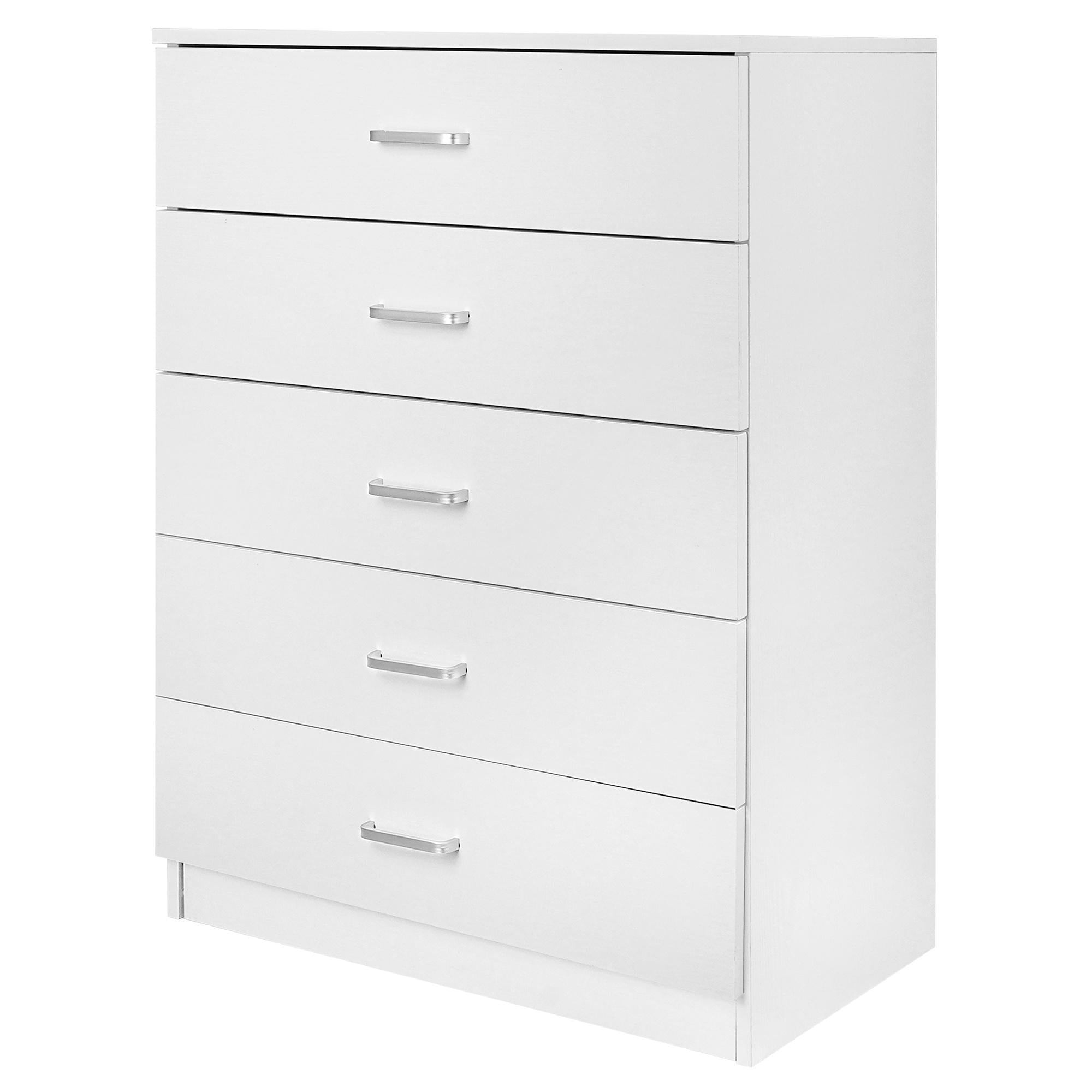 SYNGAR White 5 Drawer Dresser, Chest of Drawers for Bedroom, Modern Storage Cabinet Dresser Organizer Unit with Handle for Living Room, Closet, Hallway, Nursery