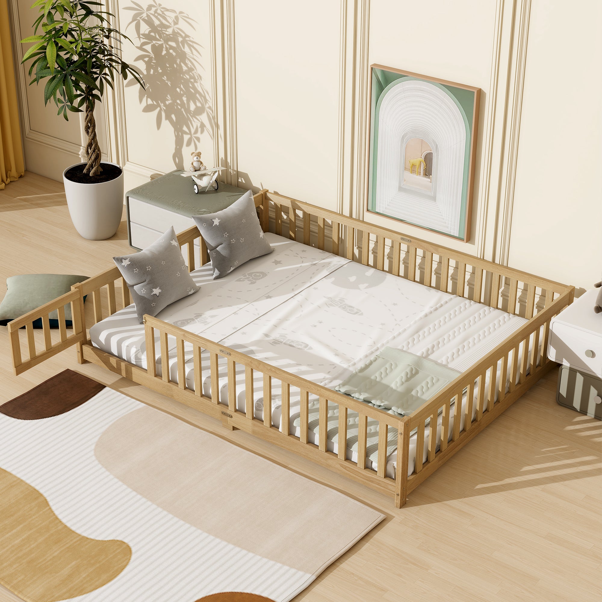 PAPROOS Full Floor Bed Frame