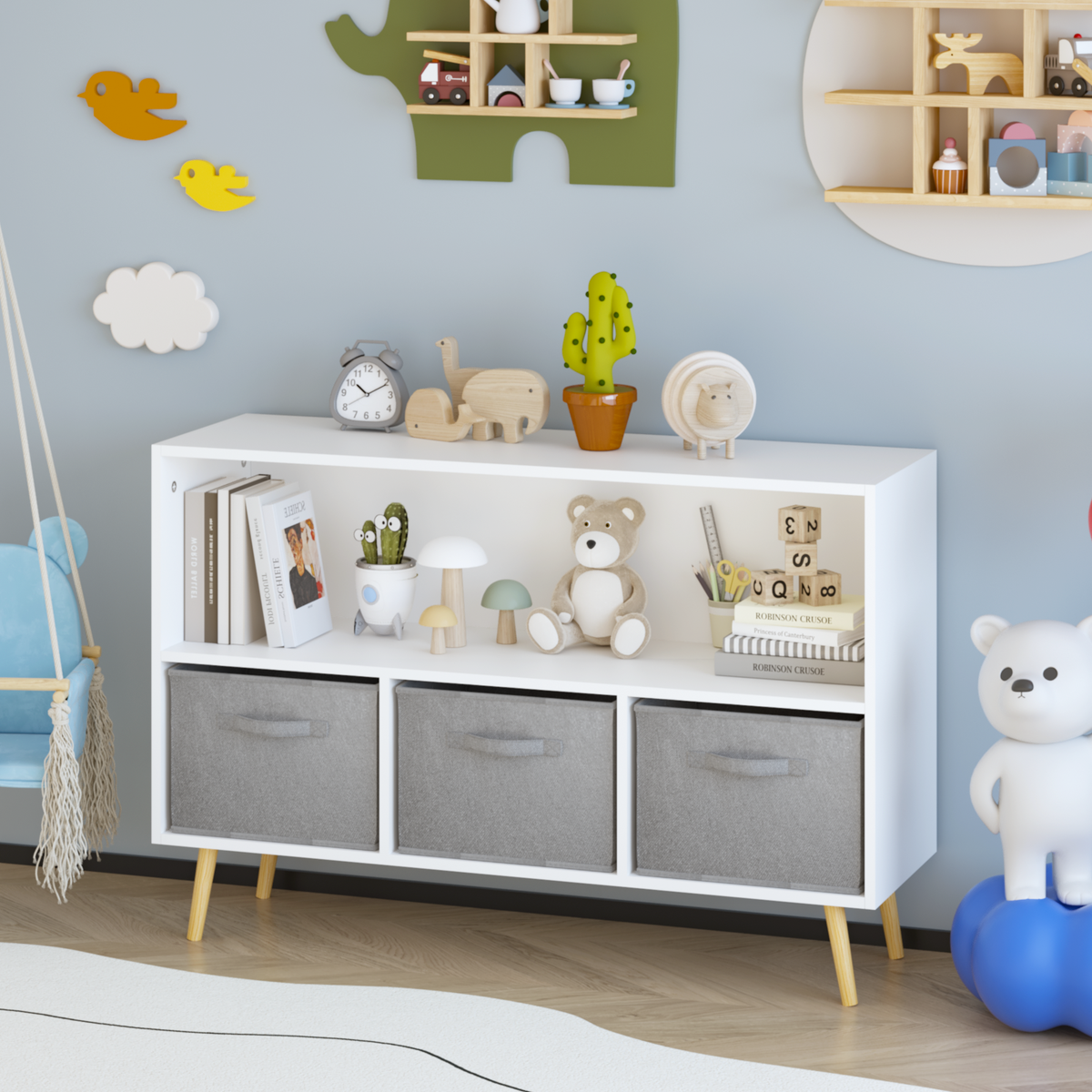 PAPROOS Kids Bookshelf and Storage