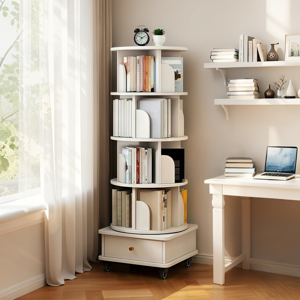 Paproos 5 Tier Rotating Bookshelf