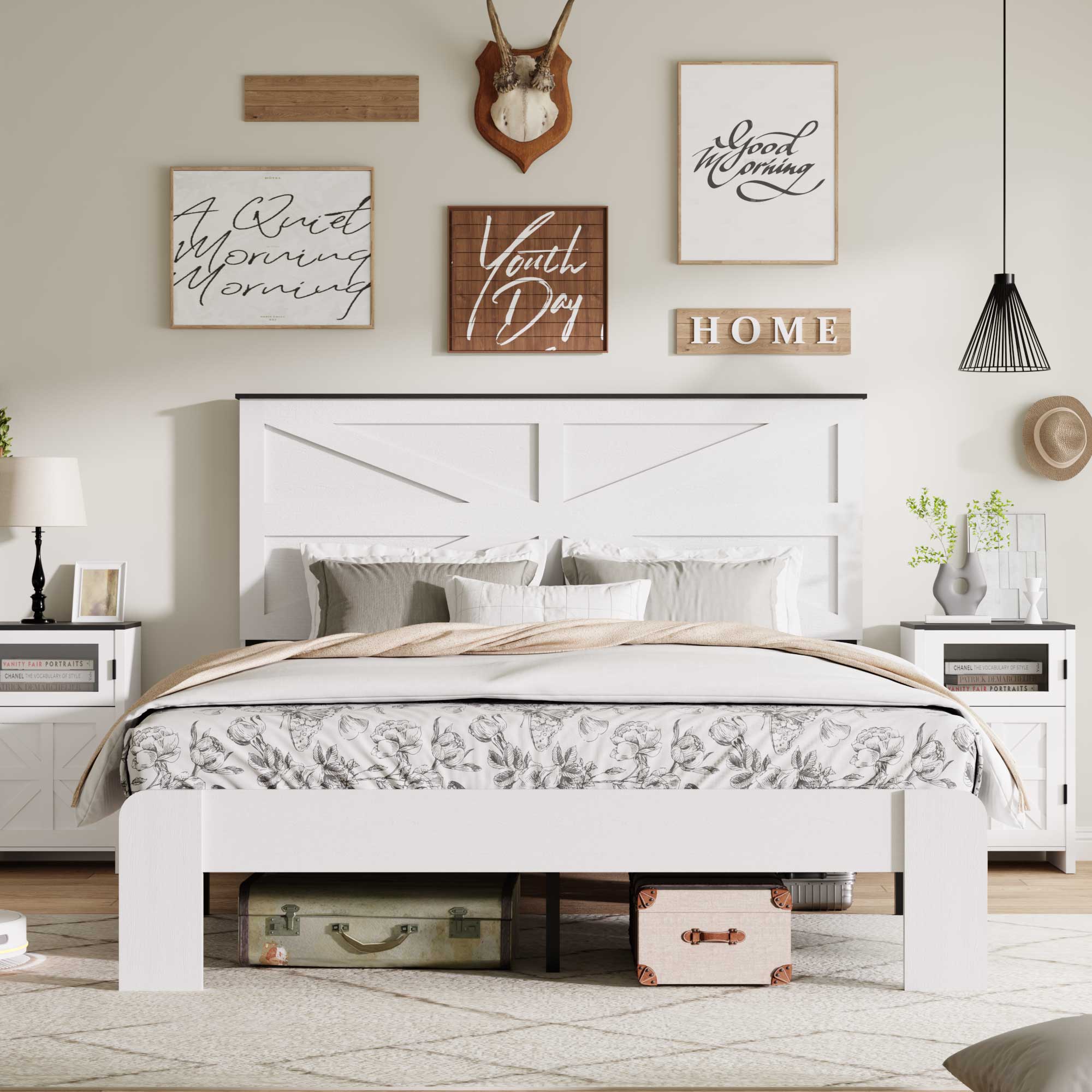 PAPROOS Bed Frame with Headboard