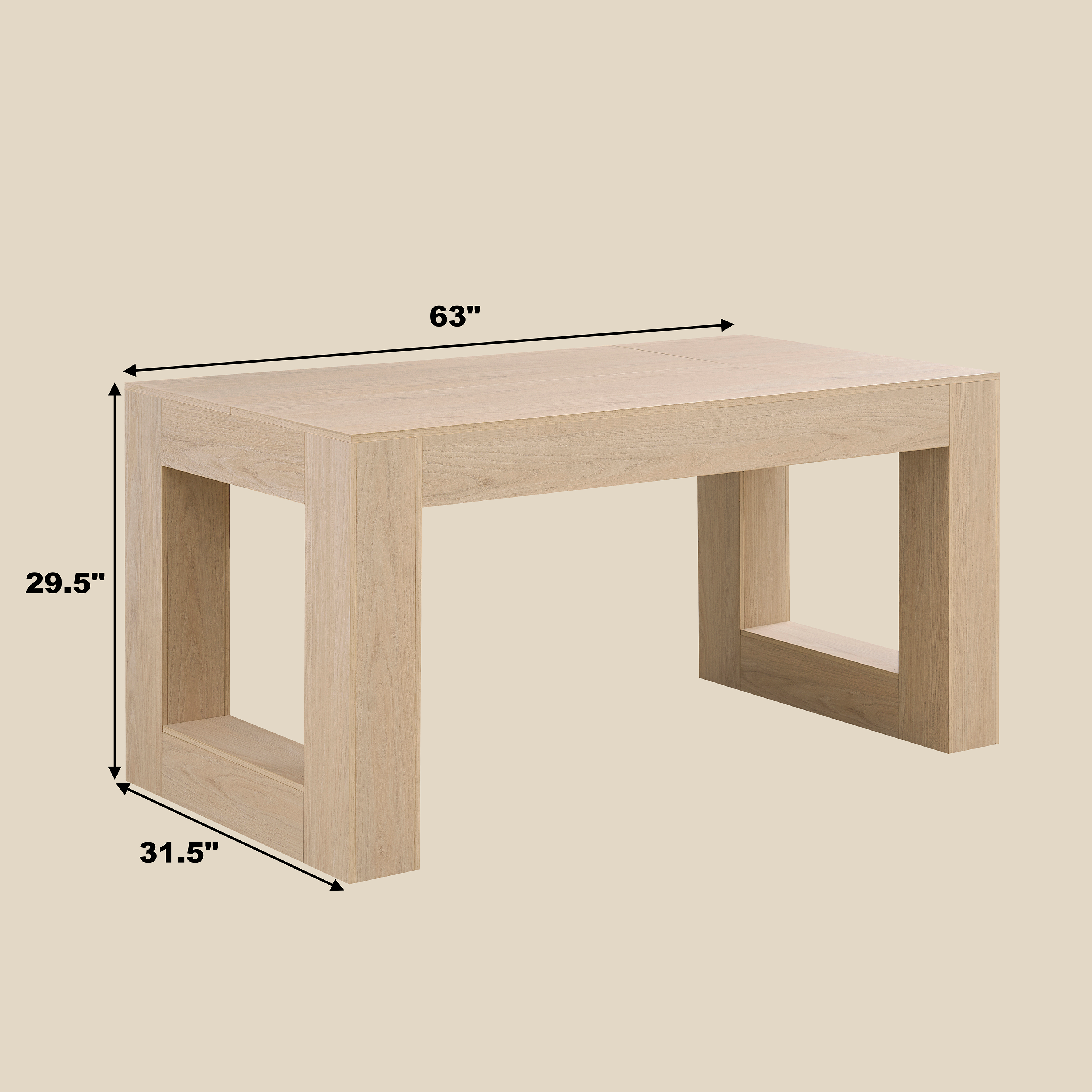 PAPROOS Rectangular Dining Table for 4-6, Kitchen Table Wood Legs, Modern Farmhouse Dining Room Table, Wood Dining Table for Kitchen Dining Room, Breakfast Nook, Natural(Only Table)