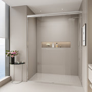 PAPROOS 44"-48" W x 72" H Sliding Shower Door, Modern Double Tub Door with Aluminum Frame, Bathtub Door with 1/4” (6 mm) Clear Tempered Glass, Stainless Steel Handle, SGCC Certified, Matte Black