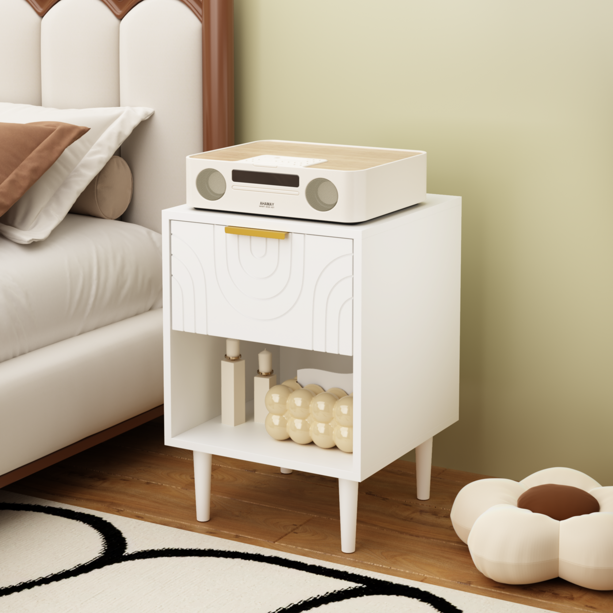 PAPROOS White Nightstand