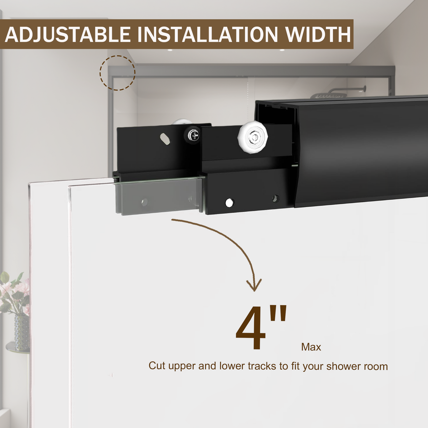 PAPROOS 50-60” W x 72” H Semi-Frameless Double Sliding Shower Door, Bypass Bathtub Shower, 1/4” (6mm) ANSI Tempered Glass with Anti-Leak Seal, Tub Shower Doors for Walk-in Shower, Matte Black Finish