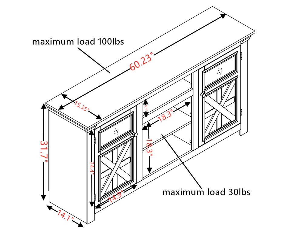 PAPROOS TV Stands for Living Room up to 65" TV, Farmhouse TV Console Media Console with Open Shelves and Barn Doors, Wood TV Stand With Storage and Glass Doors, TV Stand With Cabinet, White