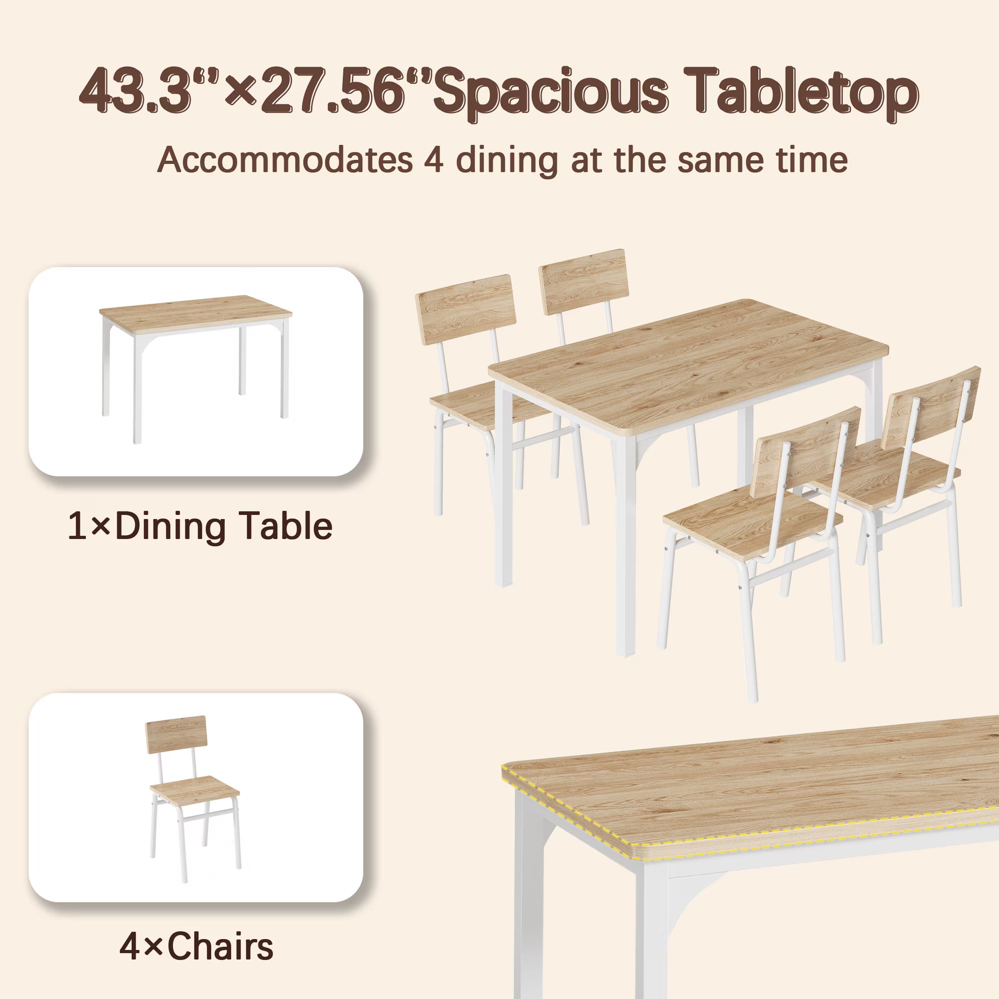 PAPROOS Dining Table Set for 4