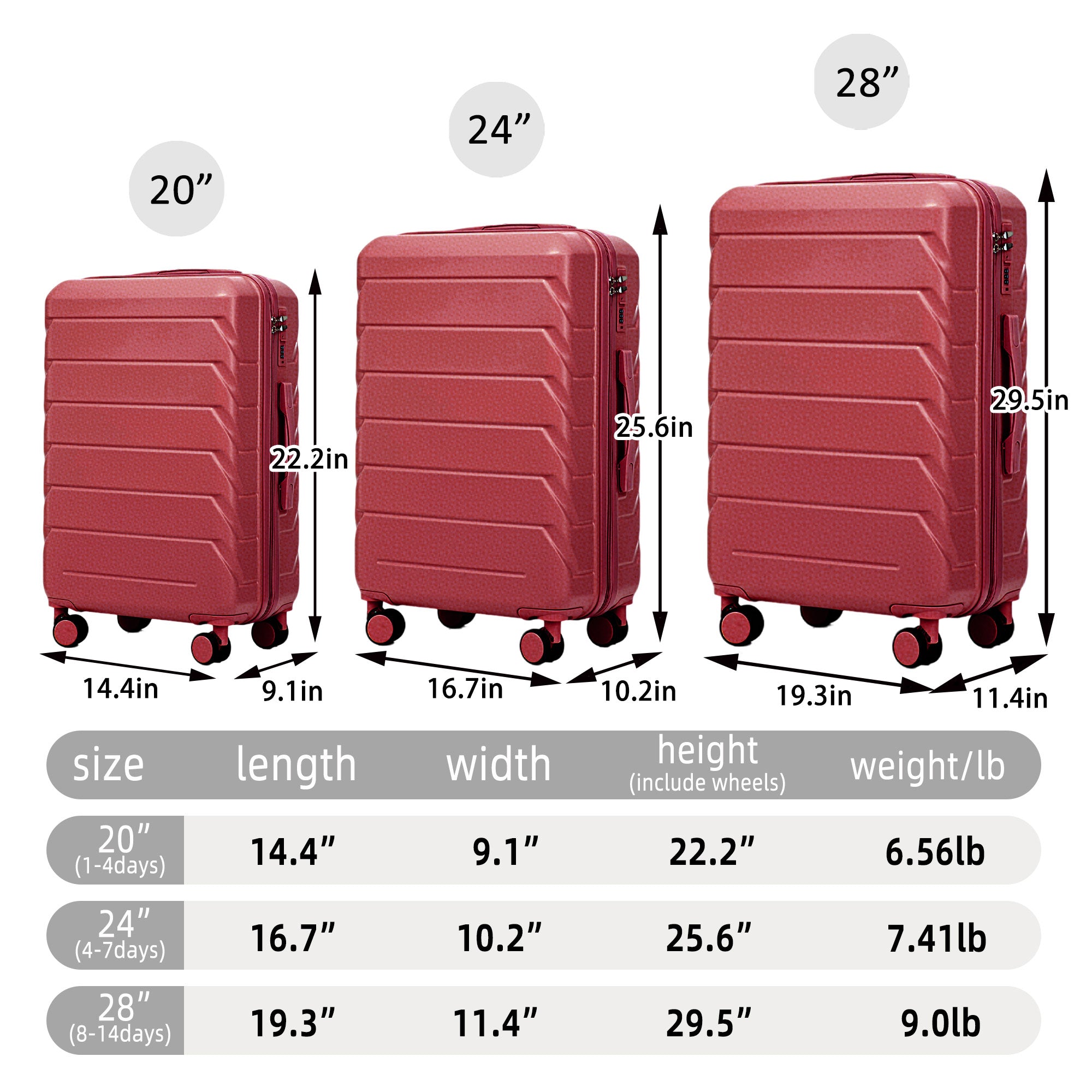 PAPROOS 3 Piece Luggage Set, ABS Carry-on Luggage Set with Spinner Wheels and TSA Lock, Lightweight Hardside Luggage, 20/24/28 Inch Rolling Suitcase Set for Travel Business Trip, Beige