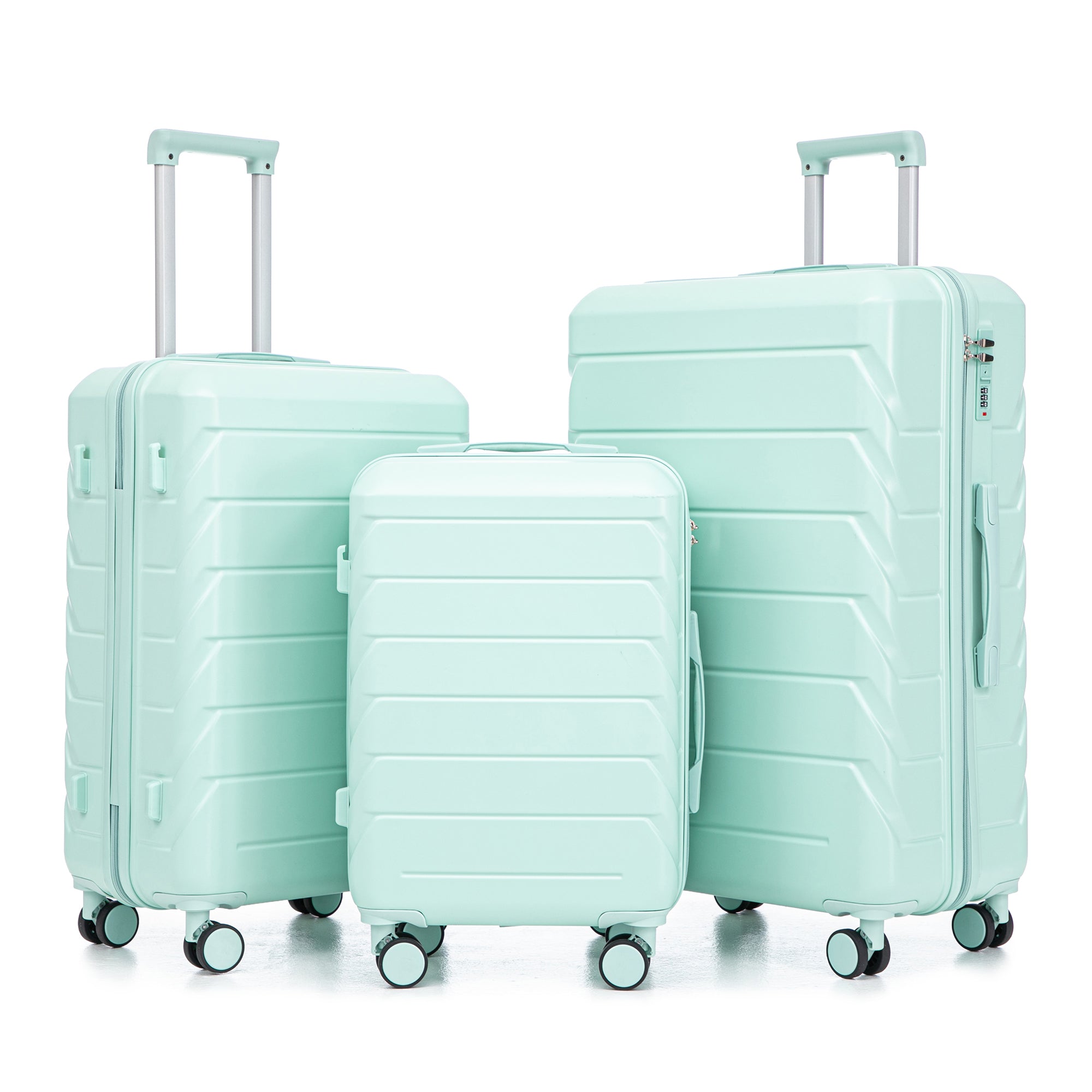 PAPROOS 3 Piece Luggage Set, ABS Carry-on Luggage Set with Spinner Wheels and TSA Lock, Lightweight Hardside Luggage, 20/24/28 Inch Rolling Suitcase Set for Travel Business Trip, Beige
