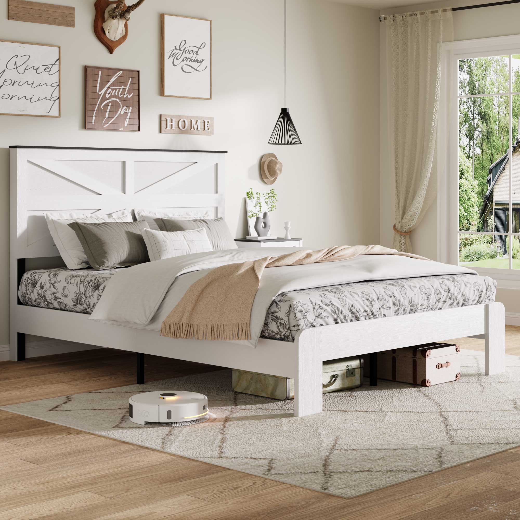 PAPROOS Bed Frame with Headboard