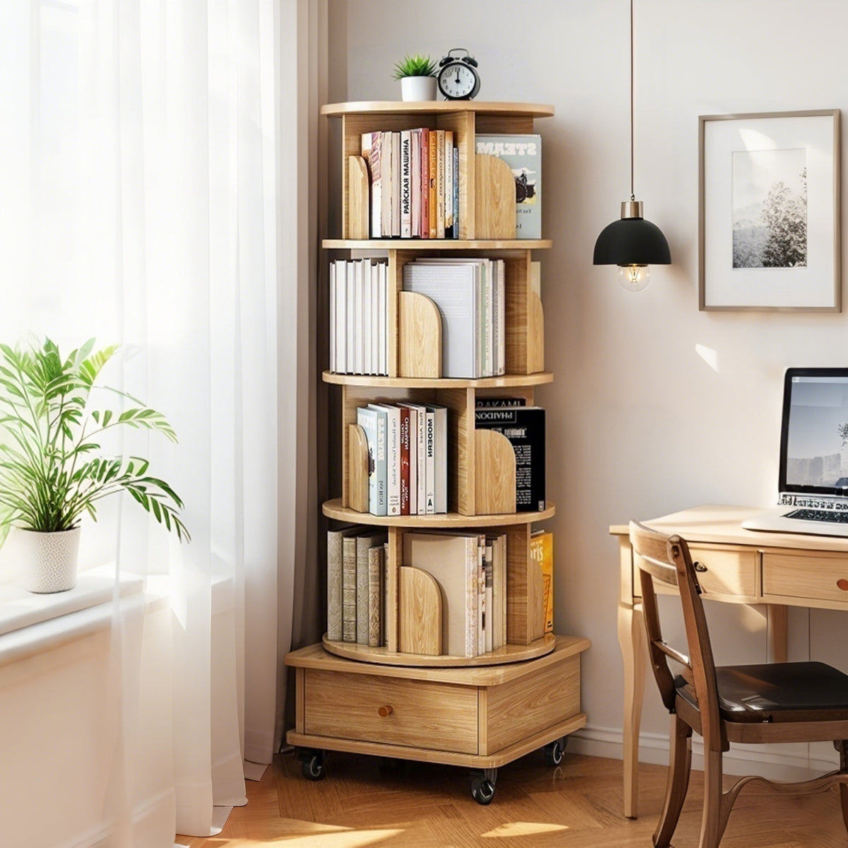 Paproos 5 Tier Rotating Bookshelf