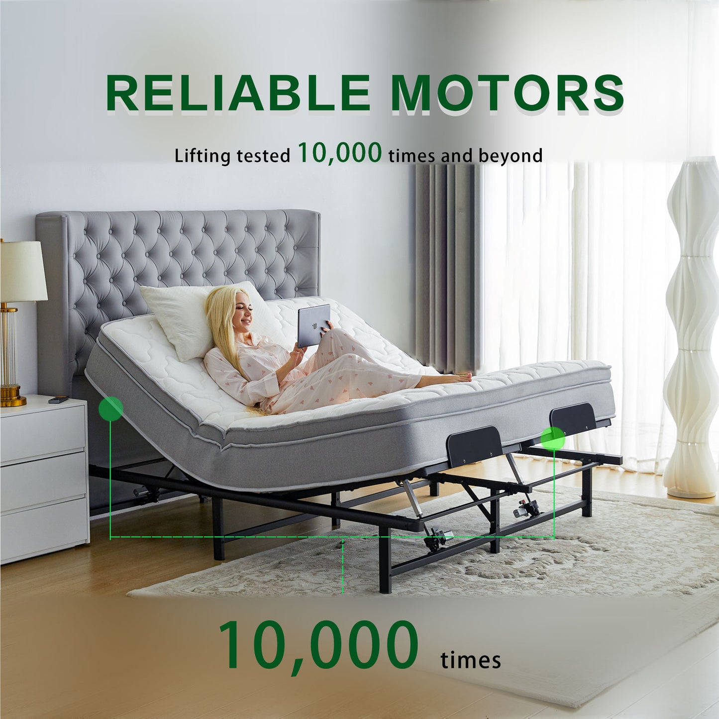 Paproos Electric Adjustable Bed Frame Queen, Metal Power Bed Base Frame with Independent Head & Foot Incline, Power Adjustable Platform Bed with Wired Control, Zero Gravity, 4 Motor, Easy Assembly