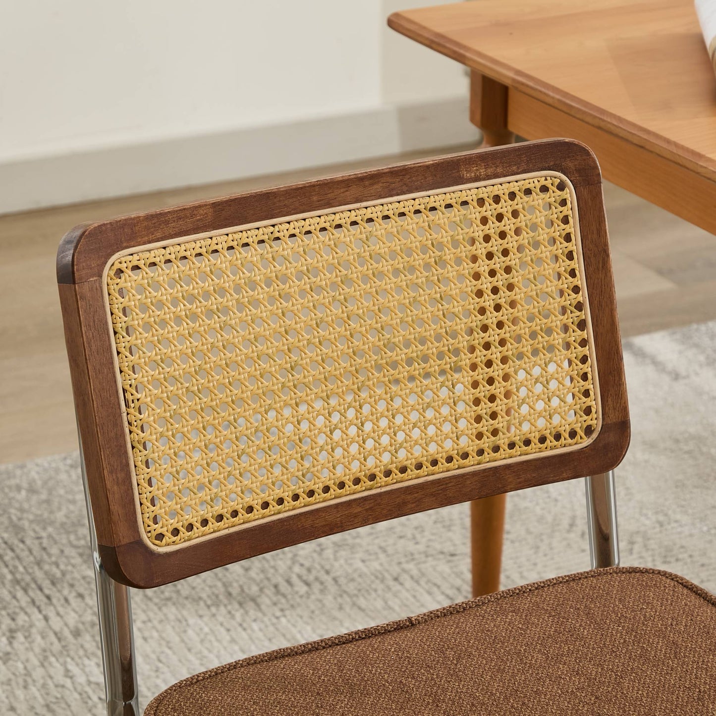 Dining Chairs Set of 2, Paproos Velvet Upholstered Dining Chairs, Mid Century Accent Chair Side Chair with Cane Back and Stainless Steel Chrome Legs, Dining Kitchen Living Room