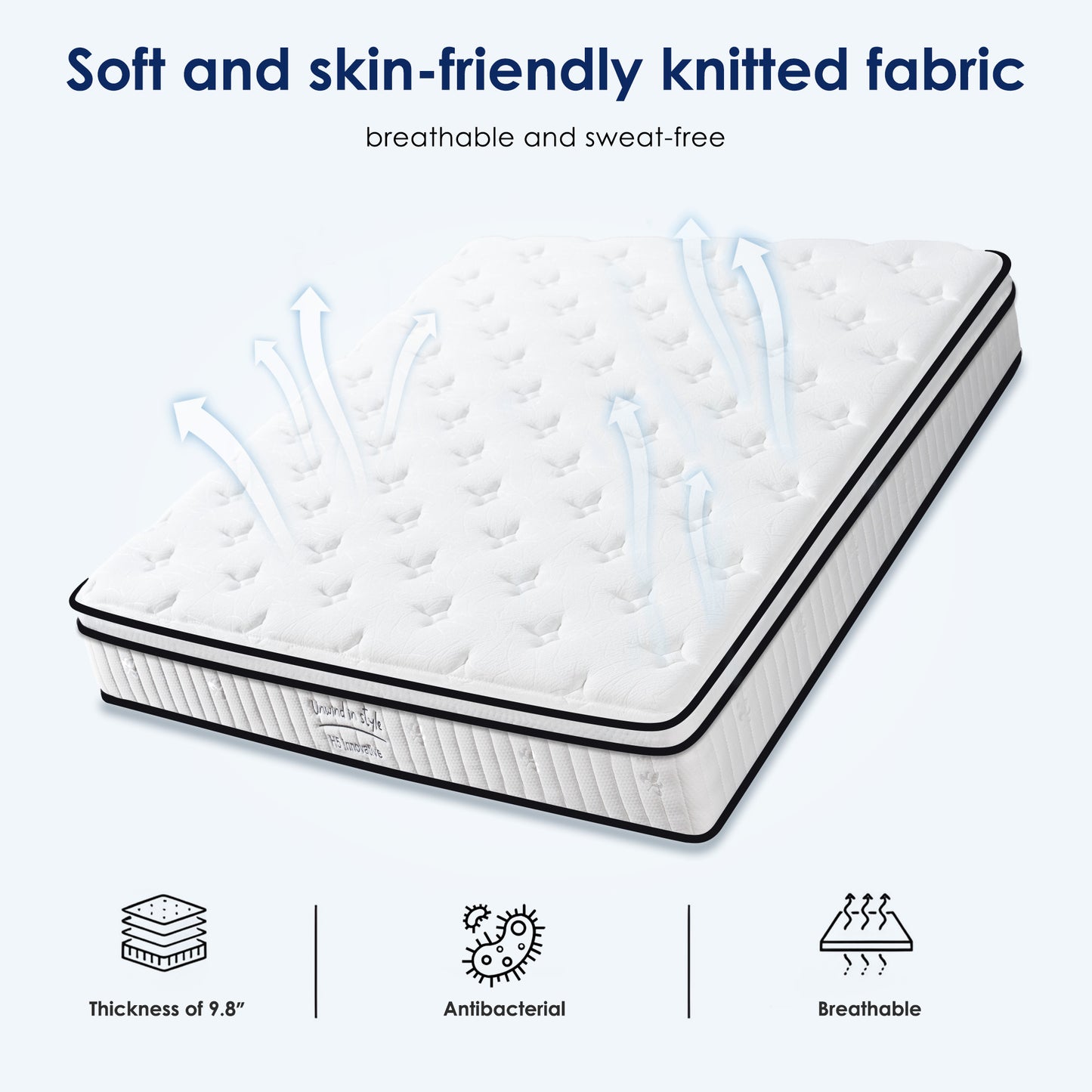 Twin Mattress, PAPROOS 10 Inch Hybrid Mattress in a Box, Individual Pocket Spring Mattress with Full Support, Cool Twin Size Mattress with Breathable Knitted Fabric, Medium Firm, CertiPUR-US, White
