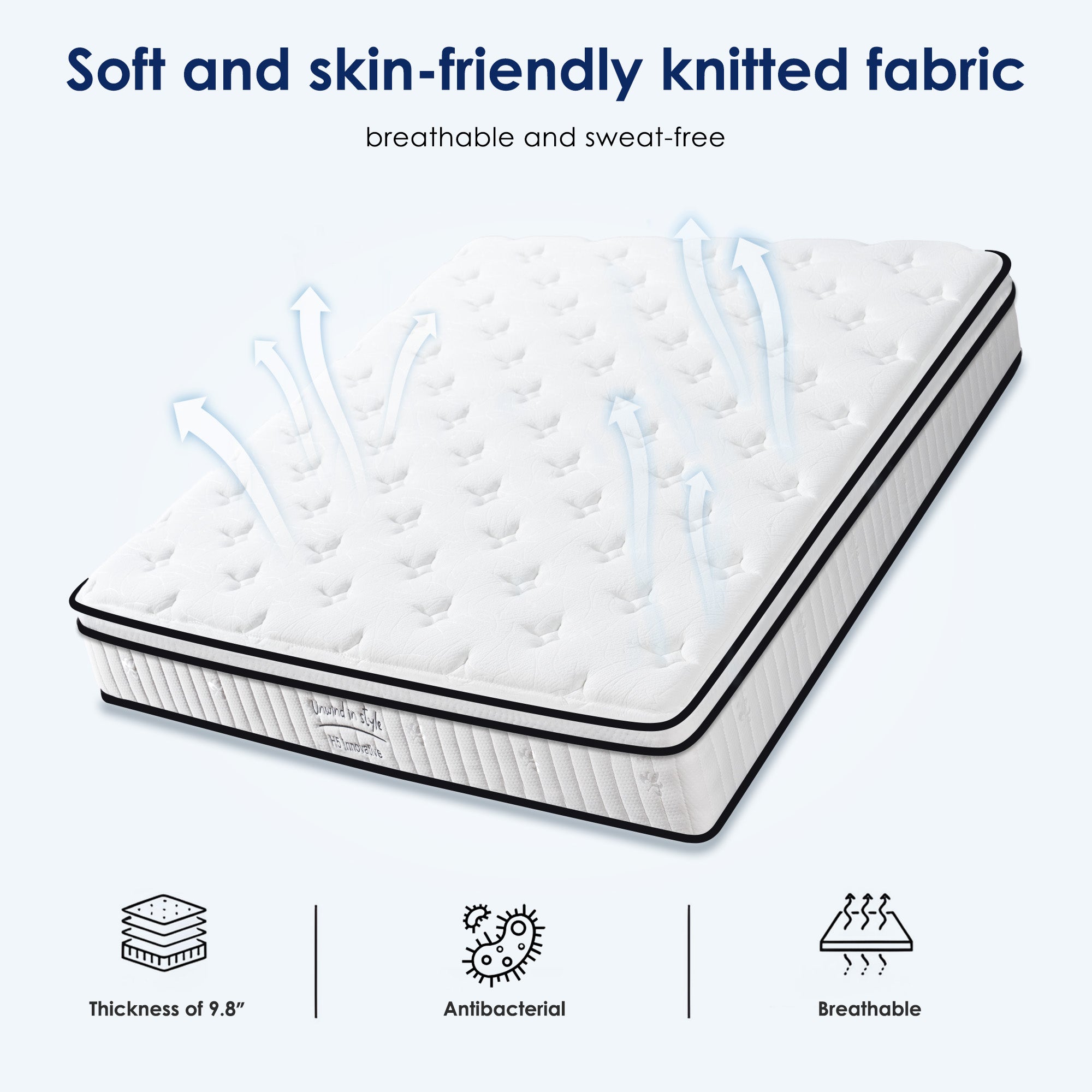 Twin Mattress, PAPROOS 10 Inch Hybrid Mattress in a Box, Individual Pocket Spring Mattress with Full Support, Cool Twin Size Mattress with Breathable Knitted Fabric, Medium Firm, CertiPUR-US, White