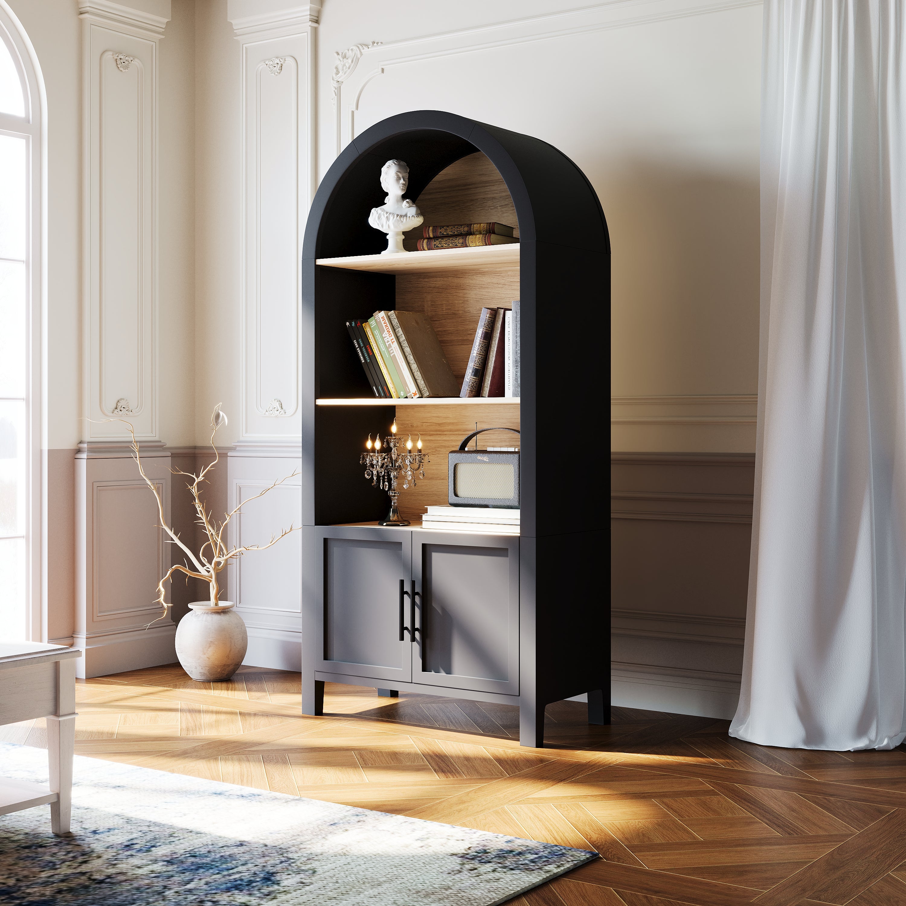 PAPROOS 66.7" Arched Bookcase