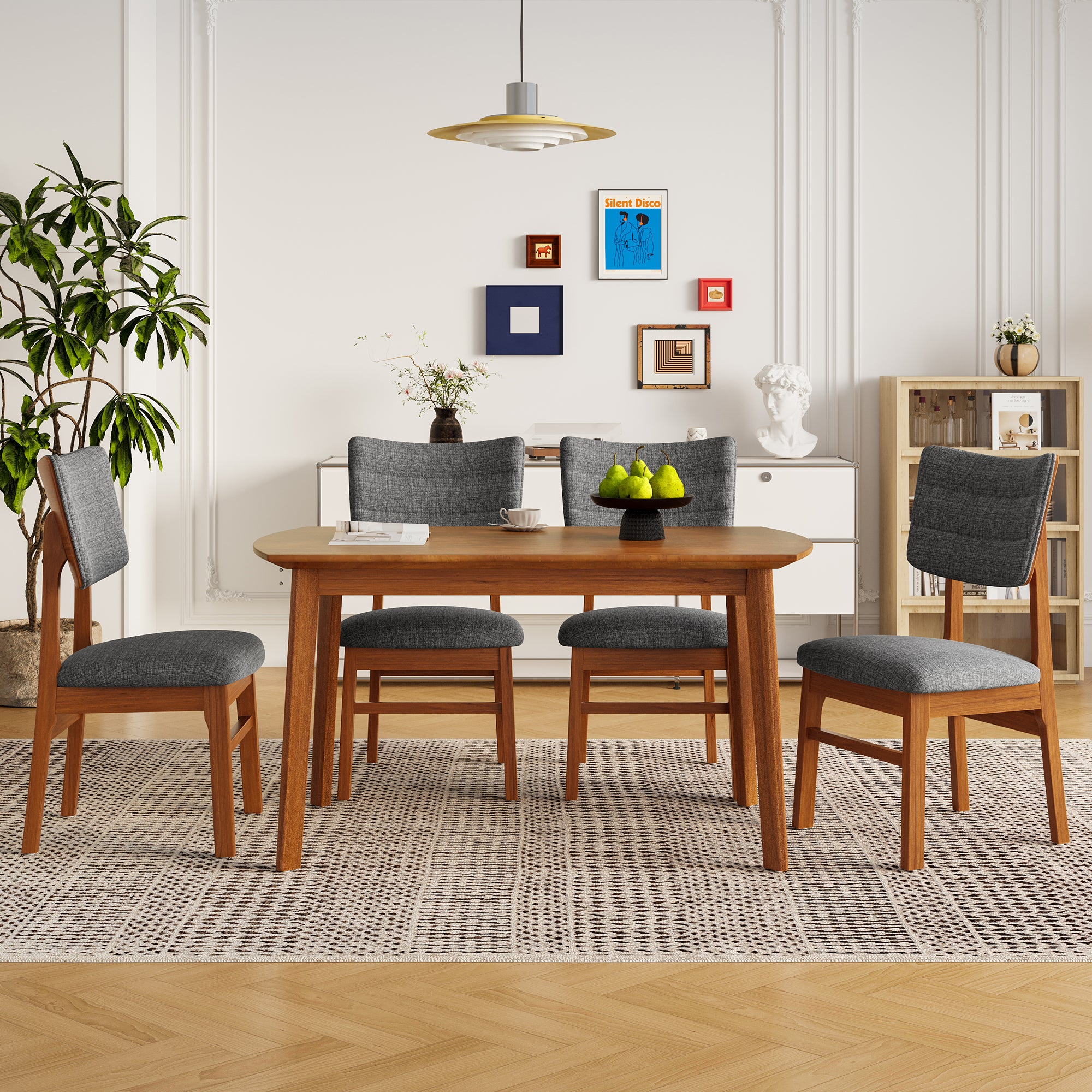 7 Inch Rectangle Dining Table, Paproos Kitchen Table for 4, Dining Room Table, Dinner Table, Dinette Table Wooden Table for Kitchen Dining Room, Brown