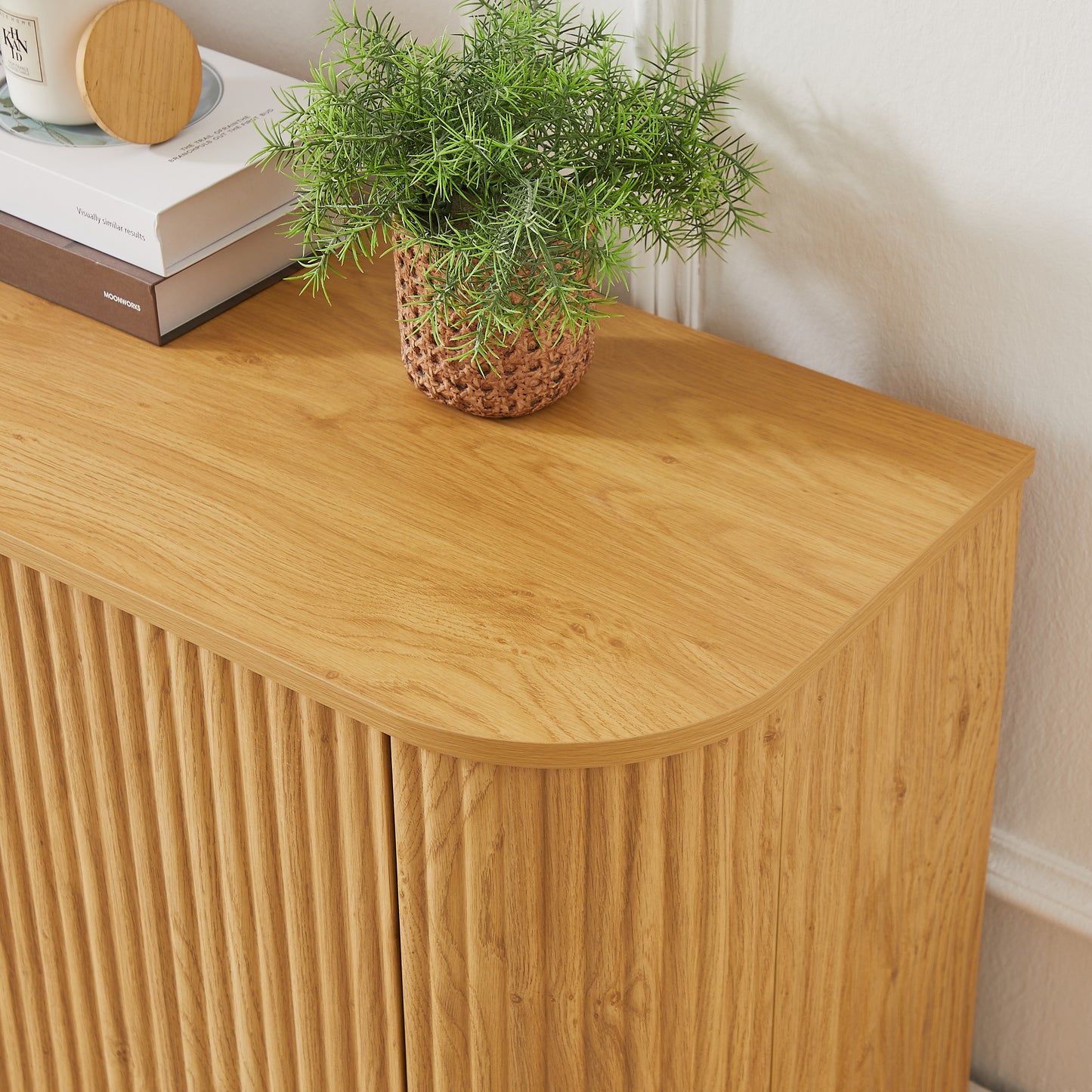 PAPROOS 2-Pieces TV Stand for 70 Inch TV, 64" Entertainment Center with Storage Cabinet, Fluted Sideboard, Accent Cabinet with 1 Drawer and 2 Doors for Kitchen, Dining Living Room