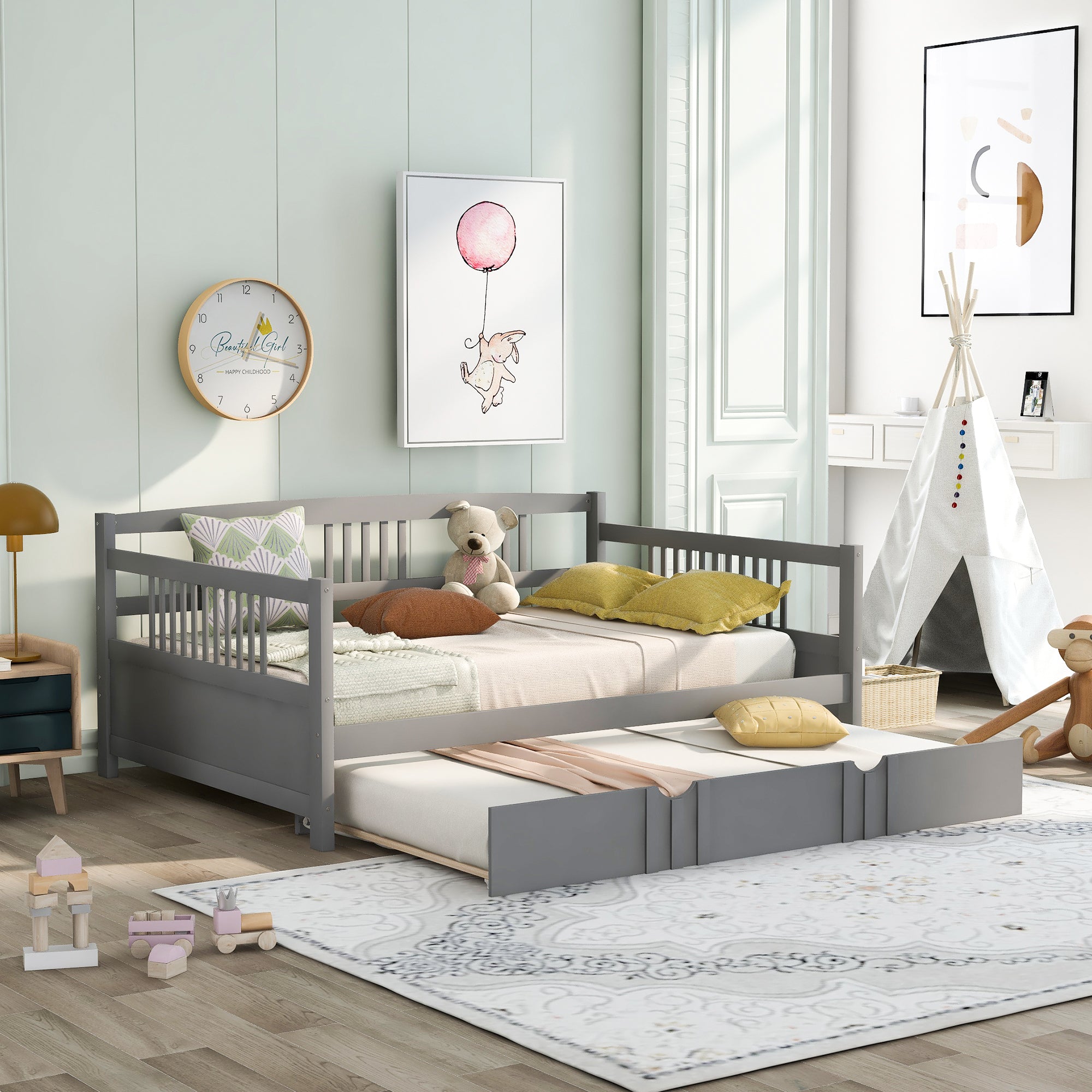 PAPROOS Full Bed with Trundle Included