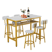 PAPROOS 5 Piece Dining Table Set, Counter Height Bar Table and Bar Stools Set with Storage Rack,Kitchen Table Set for Dining Room, Breakfast Nook