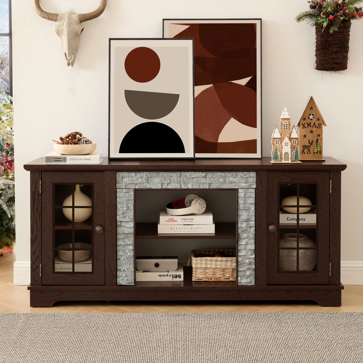 PAPROOS TV Stand for 65 Inch TV