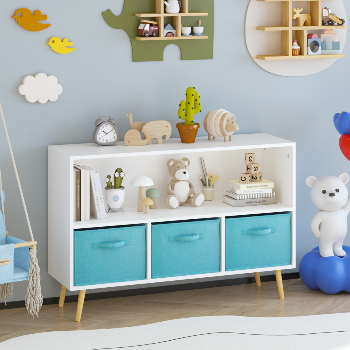 PAPROOS Kids Bookshelf and Storage
