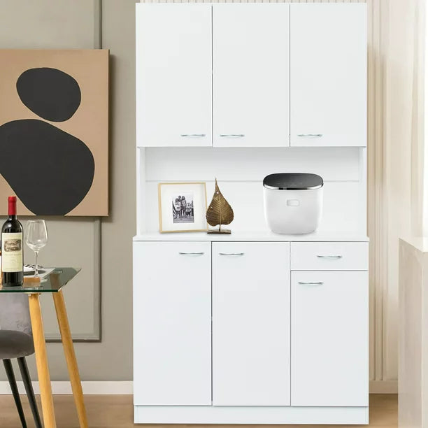 Kitchen Pantry Storage Cabinet Open Countertop, White