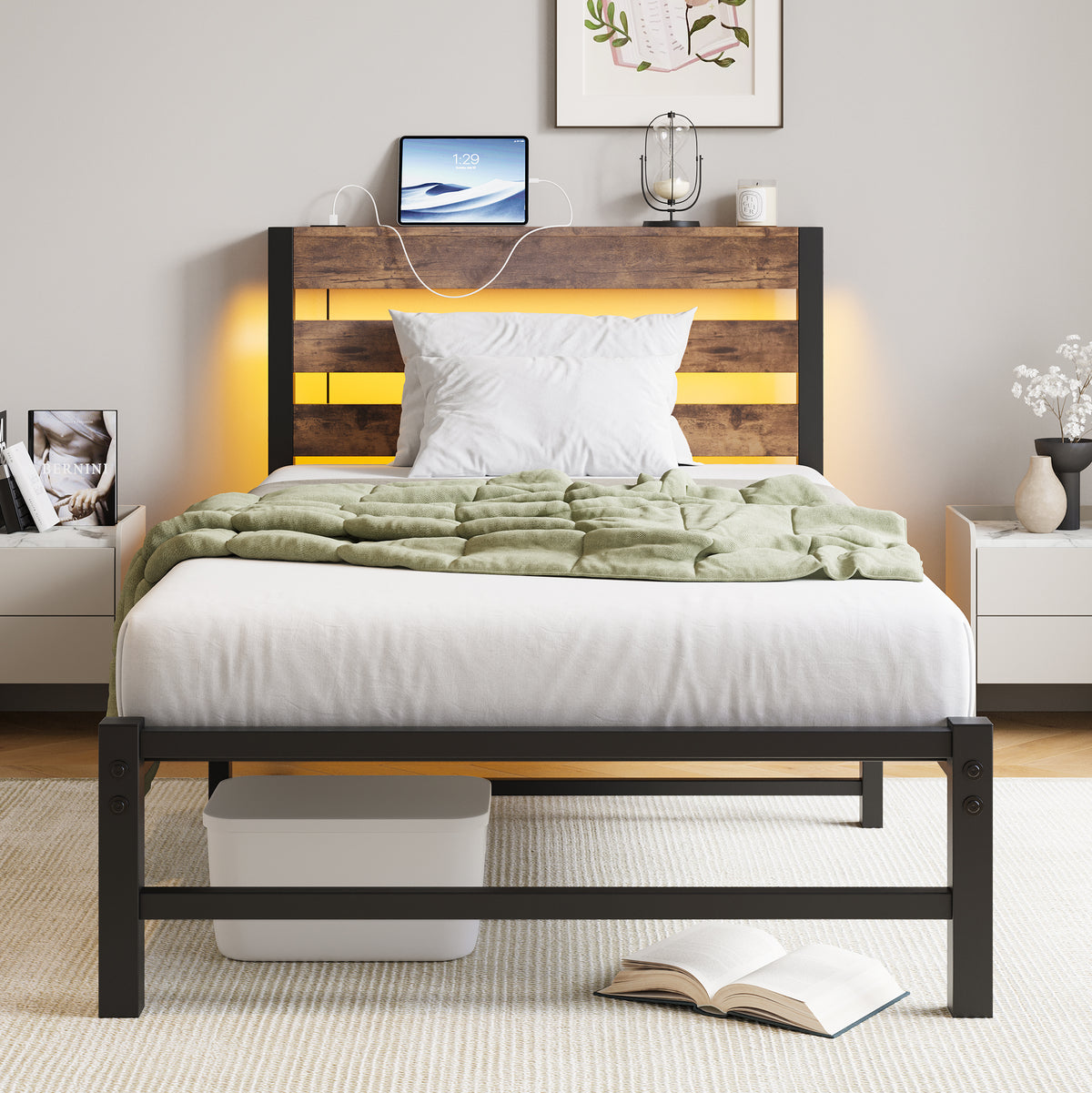 PAPROOS Twin Size Bed Frame