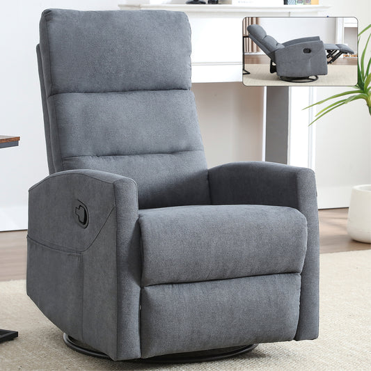 PAPROOS Swivel Rocker Recliner, Fabric 360° Swivel Rocking Recliner with 2 Side Pockets, Glider Rocking Chair for Baby Nursery, Manual Recliner for Adults for Home Theater Living Room