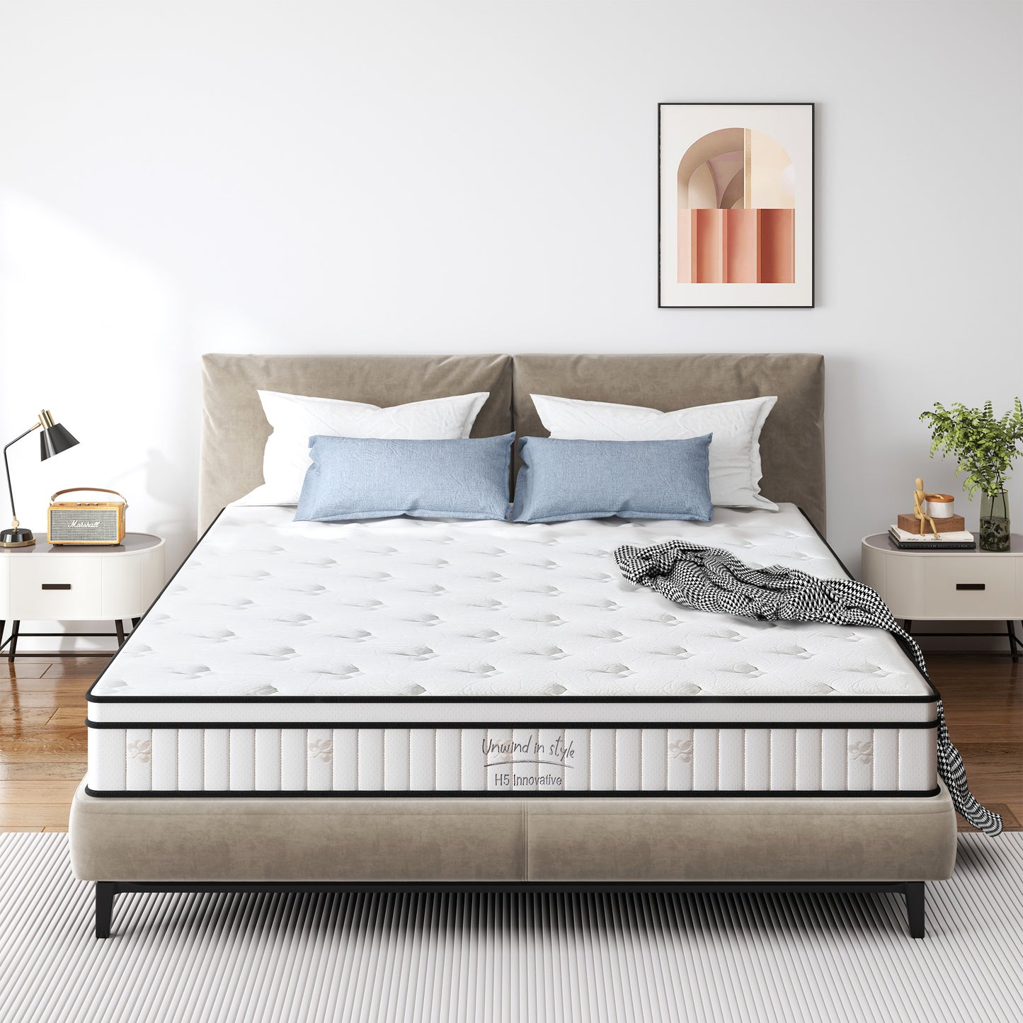 Twin Mattress, PAPROOS 10 Inch Hybrid Mattress in a Box, Individual Pocket Spring Mattress with Full Support, Cool Twin Size Mattress with Breathable Knitted Fabric, Medium Firm, CertiPUR-US, White