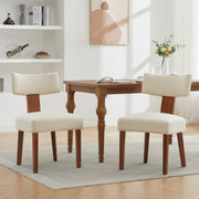 Dining Chairs Set of 2, Paproos Linen Upholstered Dining Chairs, Modern Accent Chair Side Chair with Curved Backrest and Adjustable Foot, Dining Room Chairs for Kitchen Dining Living Room