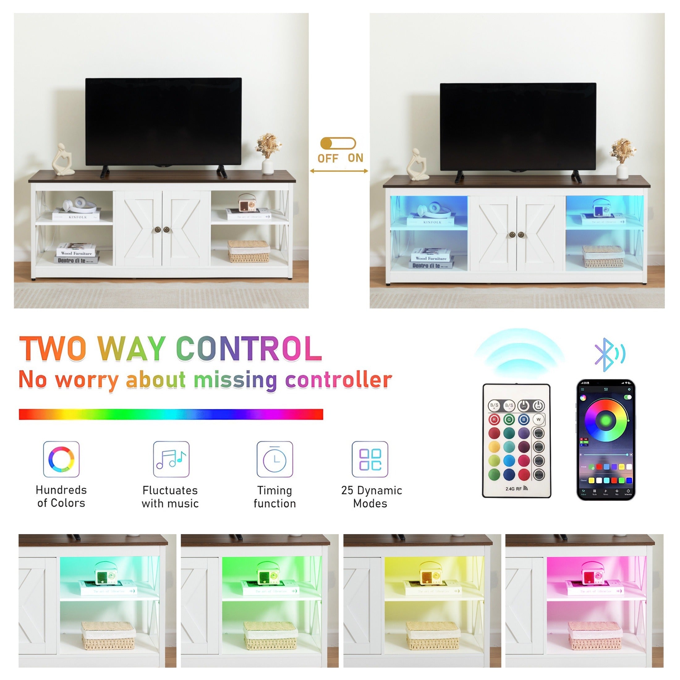 PAPROOS White LED TV Stand