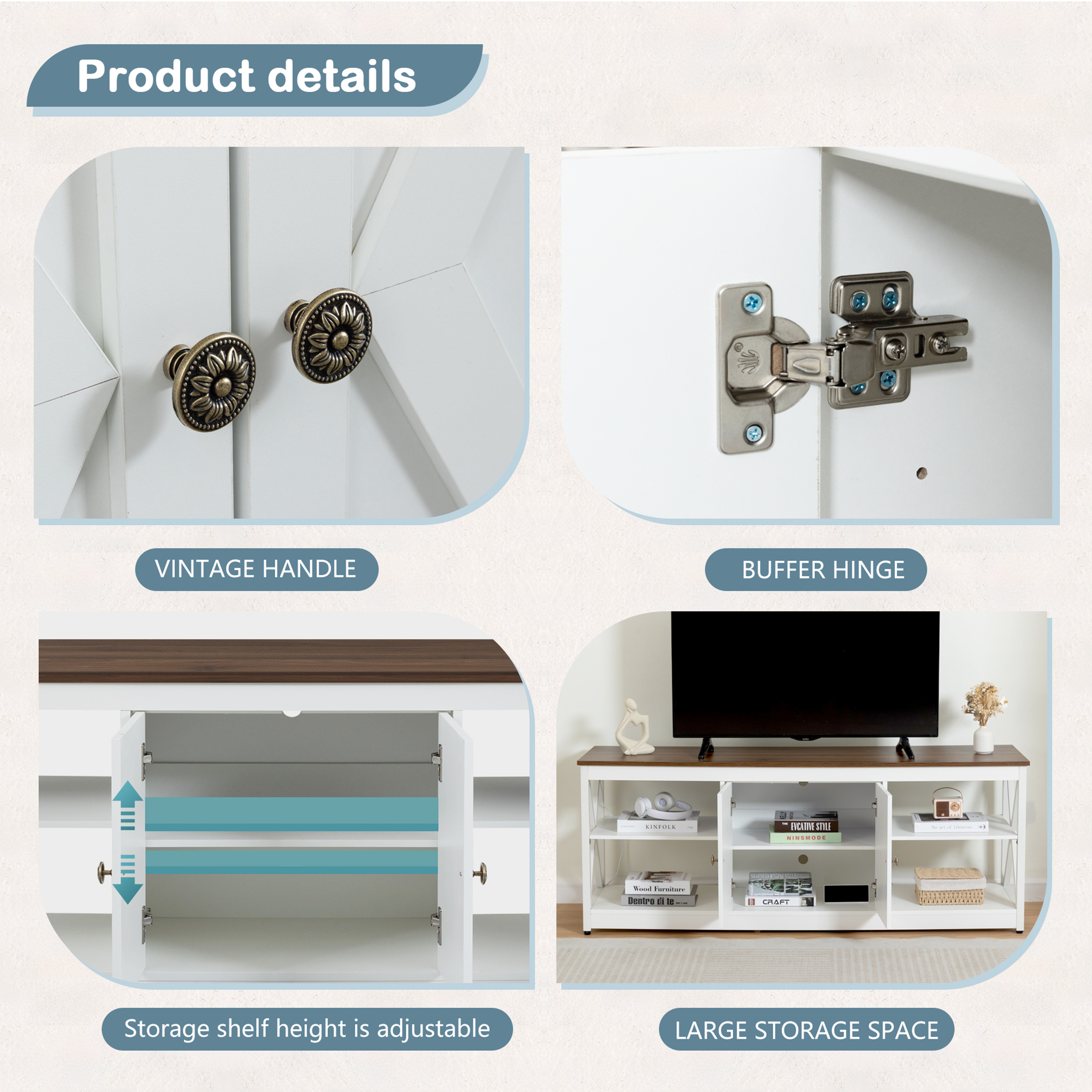 PAPROOS White LED TV Stand