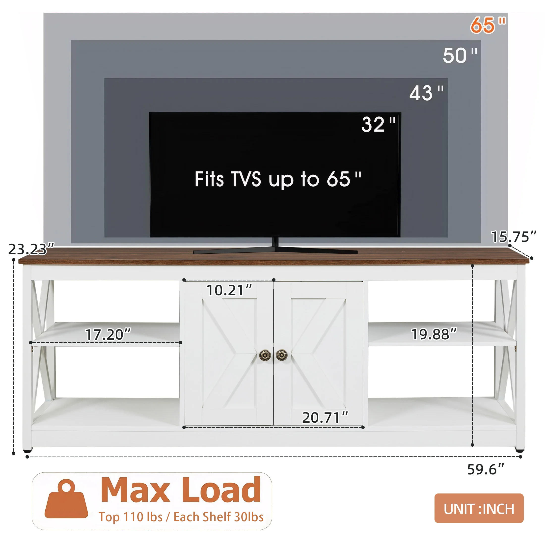 PAPROOS White LED TV Stand