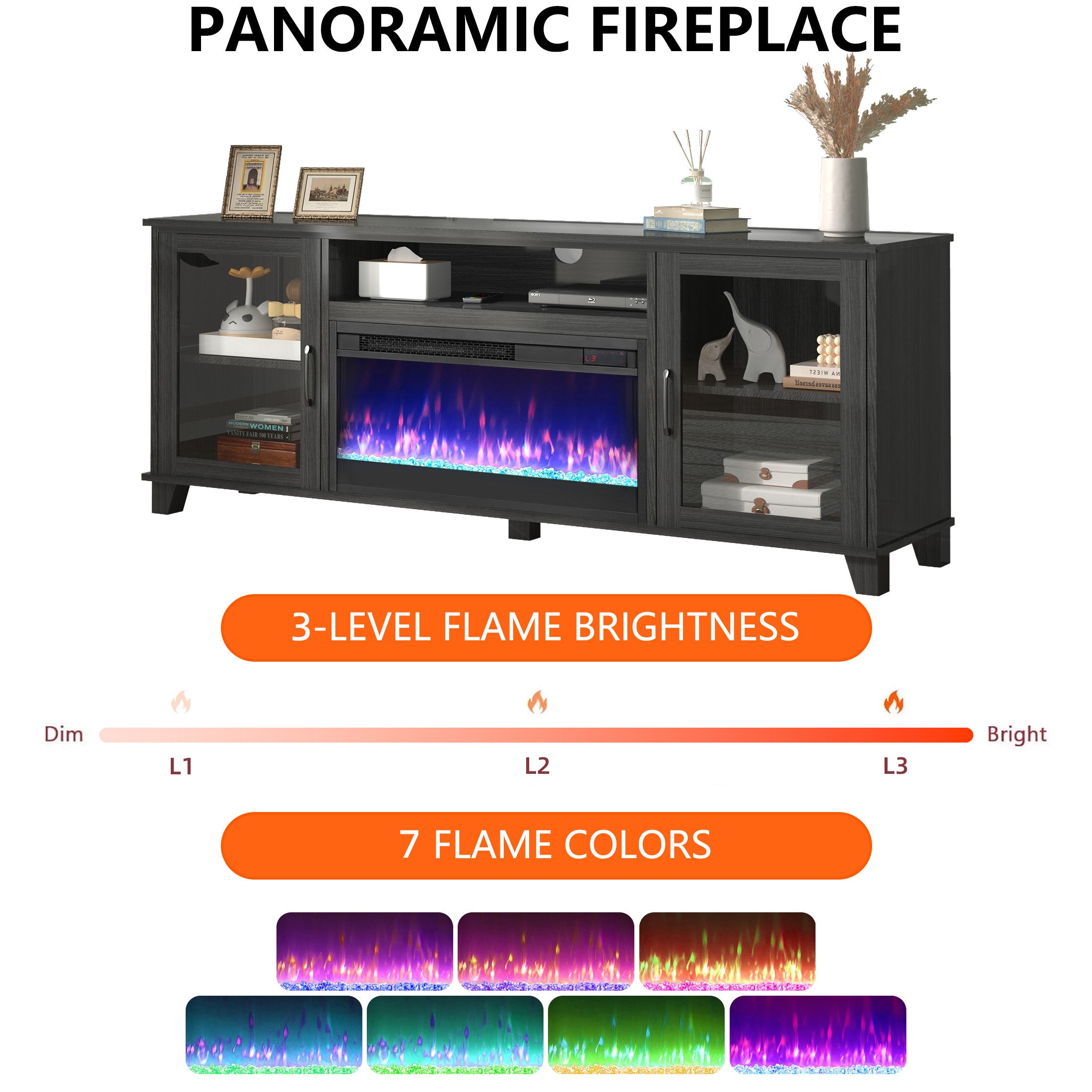 PAPROOS Fireplace TV Stand for TVs up to 60"