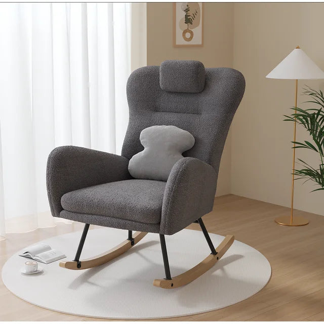 paproos Modern Velvet Nursery Rocking Chair, Accent Rocker Chair with High Backrest for Baby Nursery Kids, Accent Glider Rocker for Living Room Bedroom Playroom