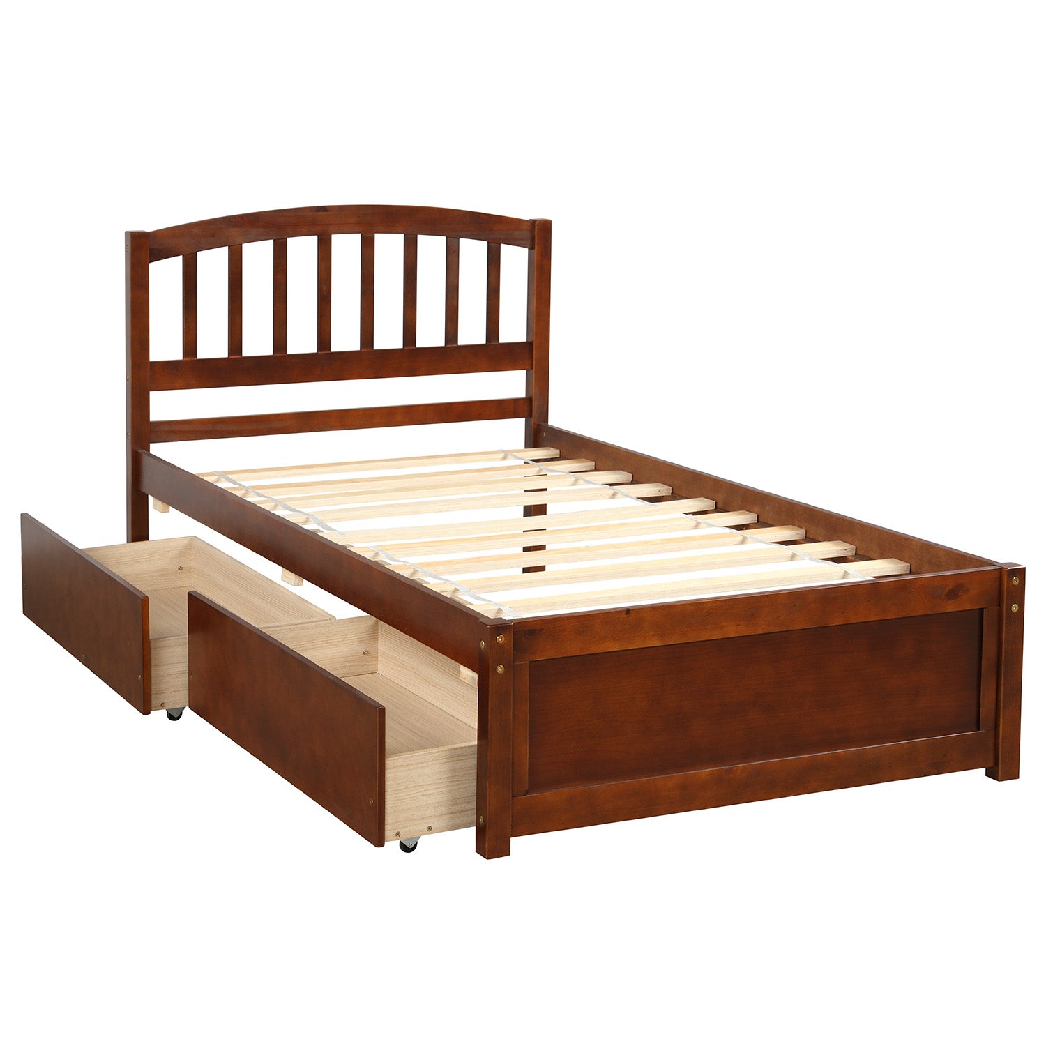 PAPROOS Wood Platform Bed with Storage