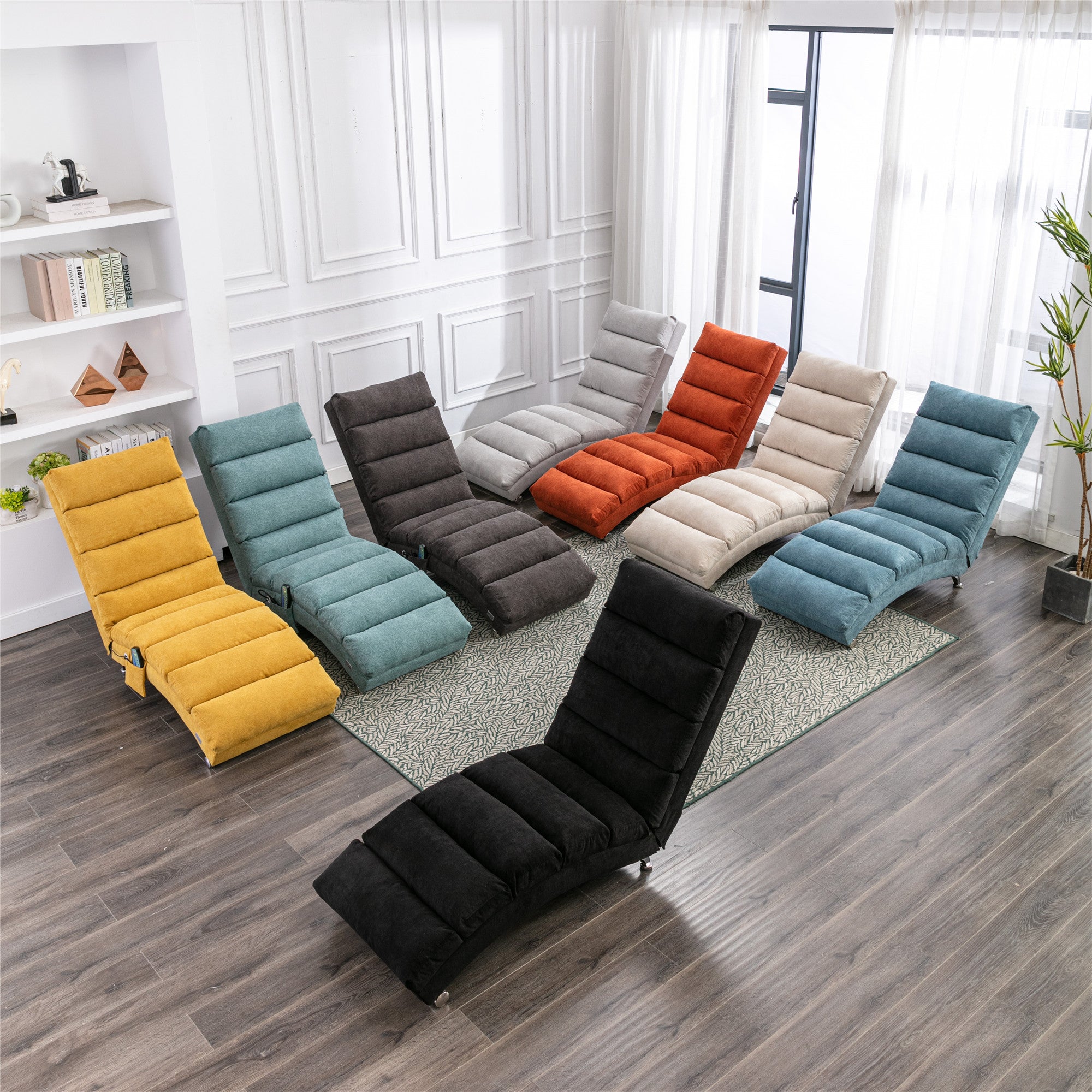 paproos Massage Chaise Lounge, Indoor Ergonomic Electric Massage Long Lounger with Remote Control, LJC