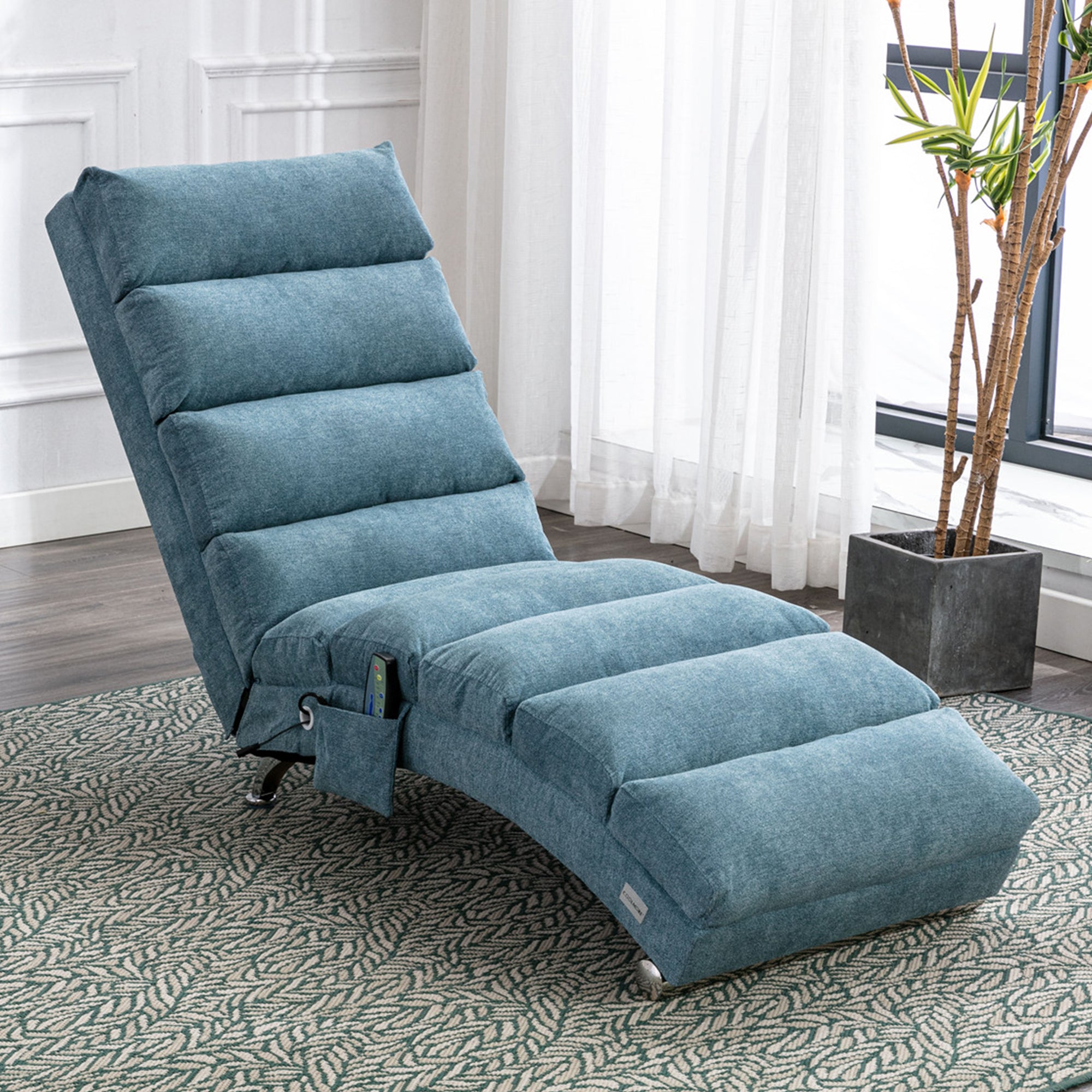 paproos Massage Chaise Lounge, Indoor Ergonomic Electric Massage Long Lounger with Remote Control, LJC
