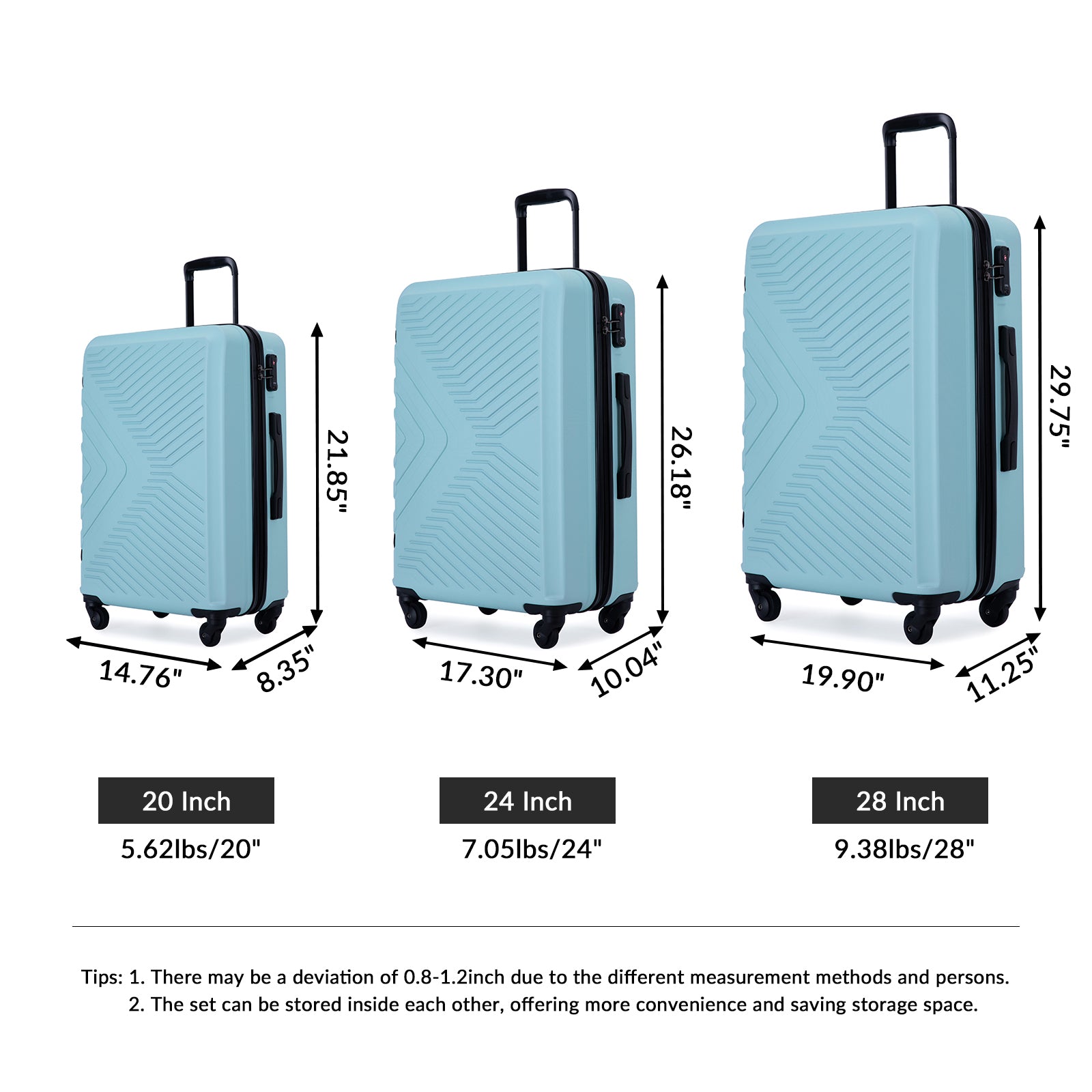Paproos Travel Luggage Set of 3, LJC