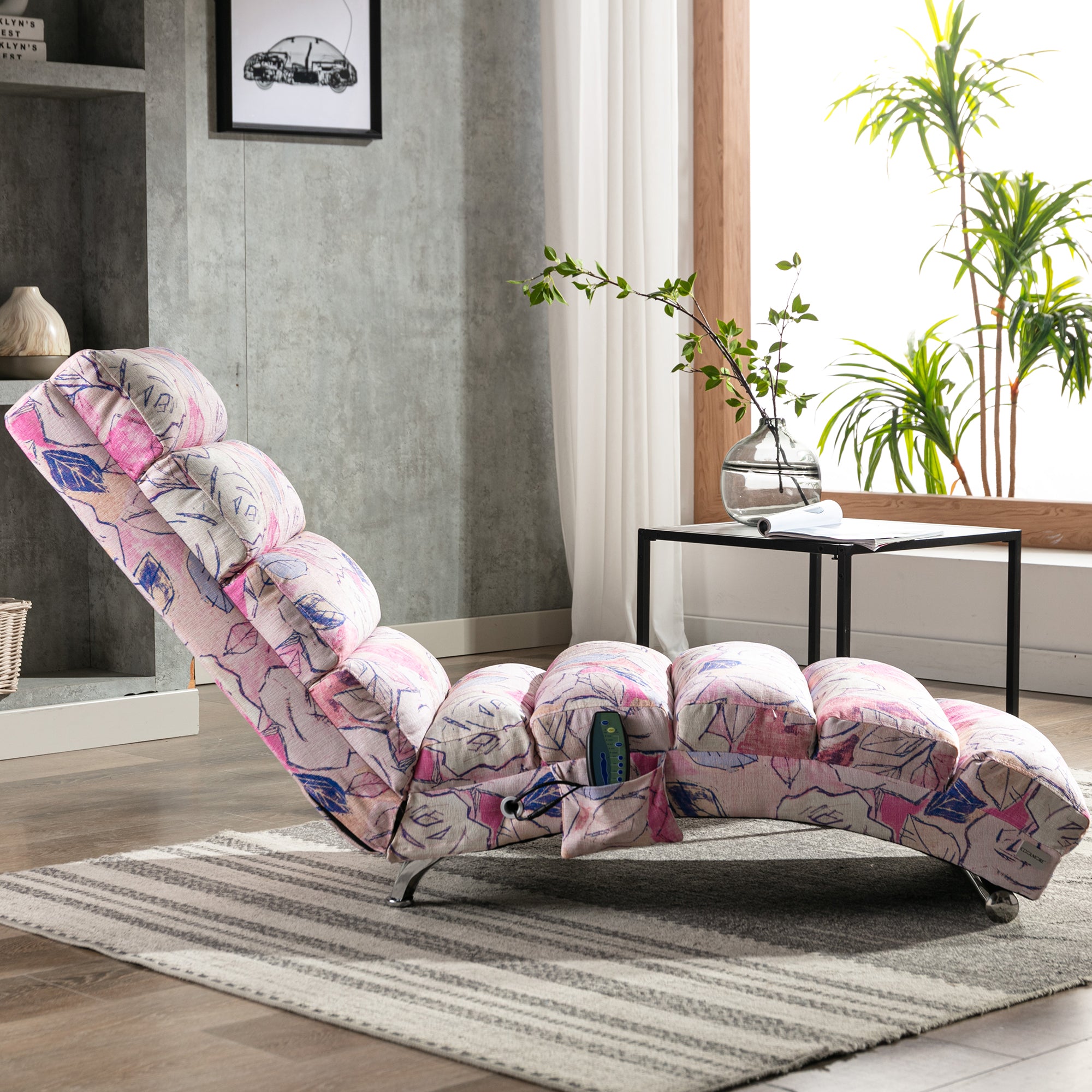 paproos Massage Chaise Lounge, Indoor Ergonomic Electric Massage Long Lounger with Remote Control, LJC