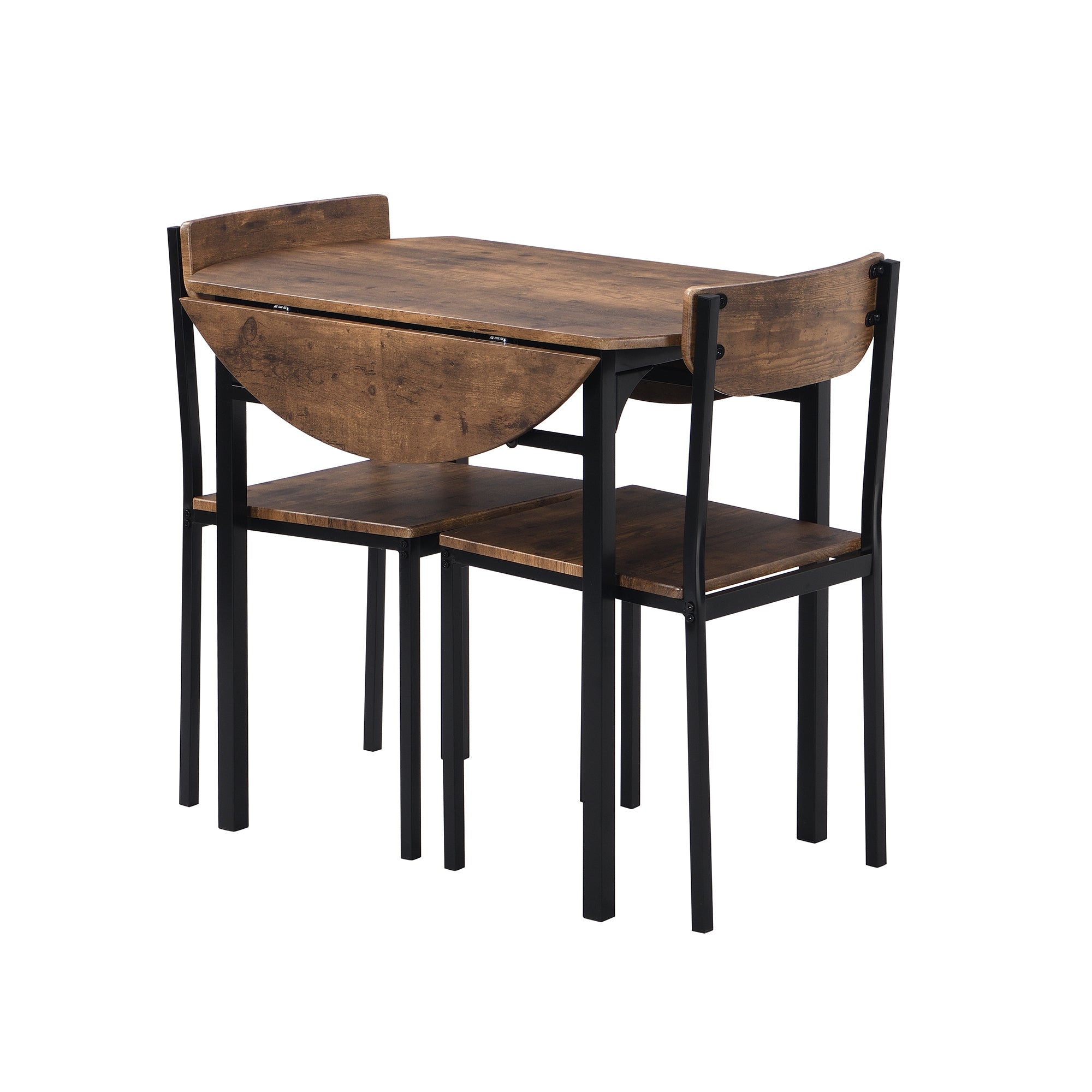 paproos 3-Piece Dining Table Set with Drop Leaf and 2 Chairs, LJC