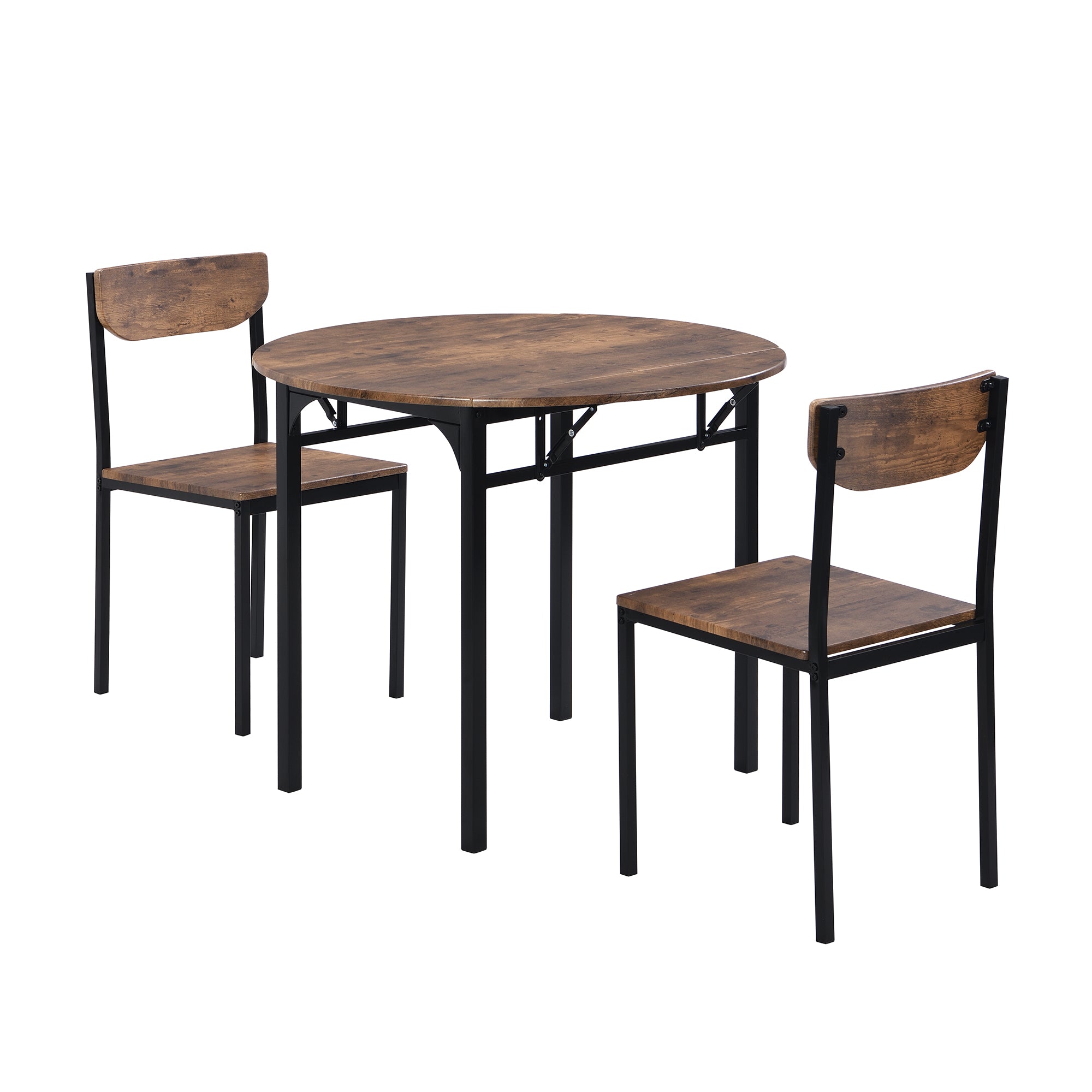 paproos 3-Piece Dining Table Set with Drop Leaf and 2 Chairs, LJC