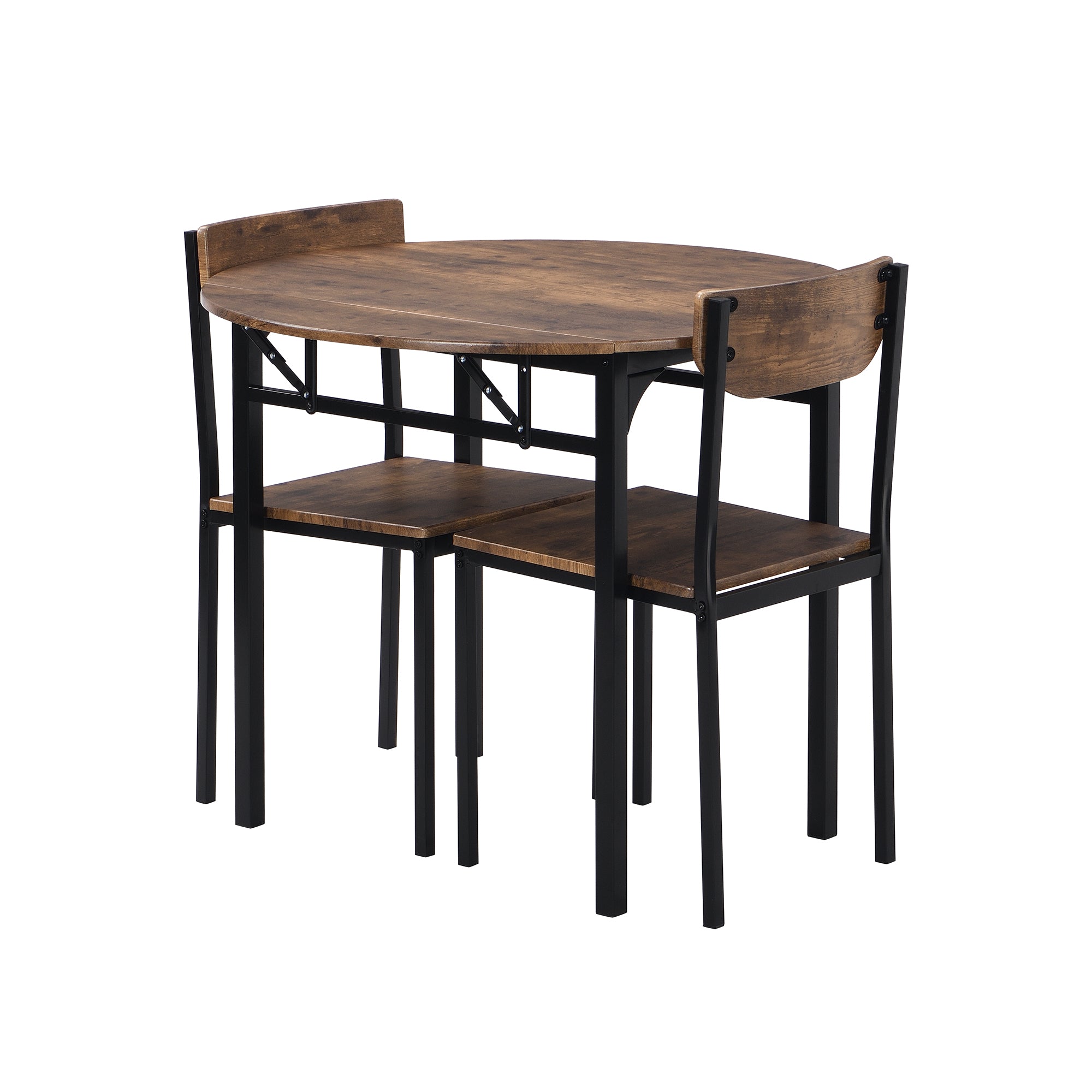 paproos 3-Piece Dining Table Set with Drop Leaf and 2 Chairs, LJC