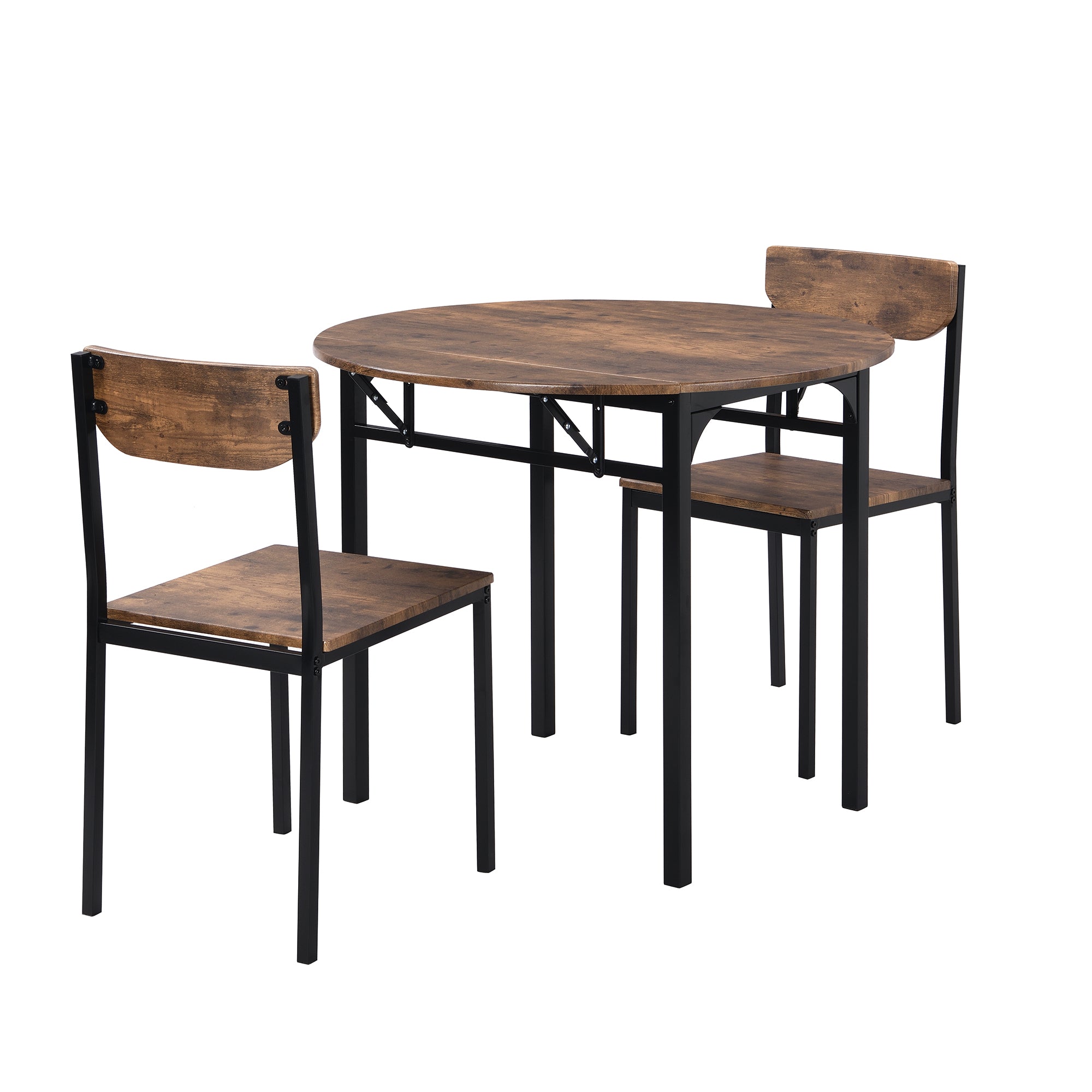 paproos 3-Piece Dining Table Set with Drop Leaf and 2 Chairs, LJC